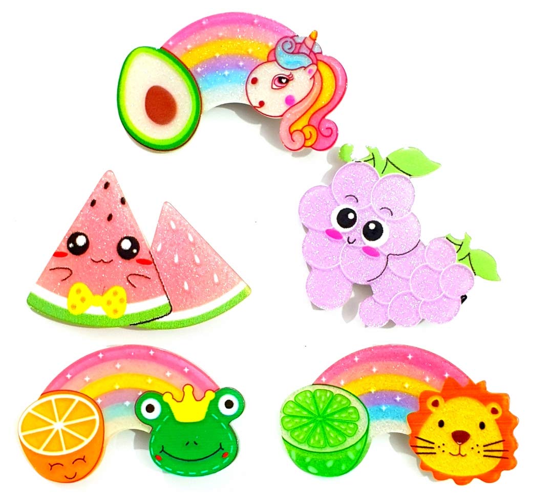 HOMEMATES 5-Piece Rainbow Unicorn Hair Clips Set for Toddler Girls - Colorful Hair Barrettes & Baby Hair Accessories - Perfect for School, Parties & Everyday Playtime
