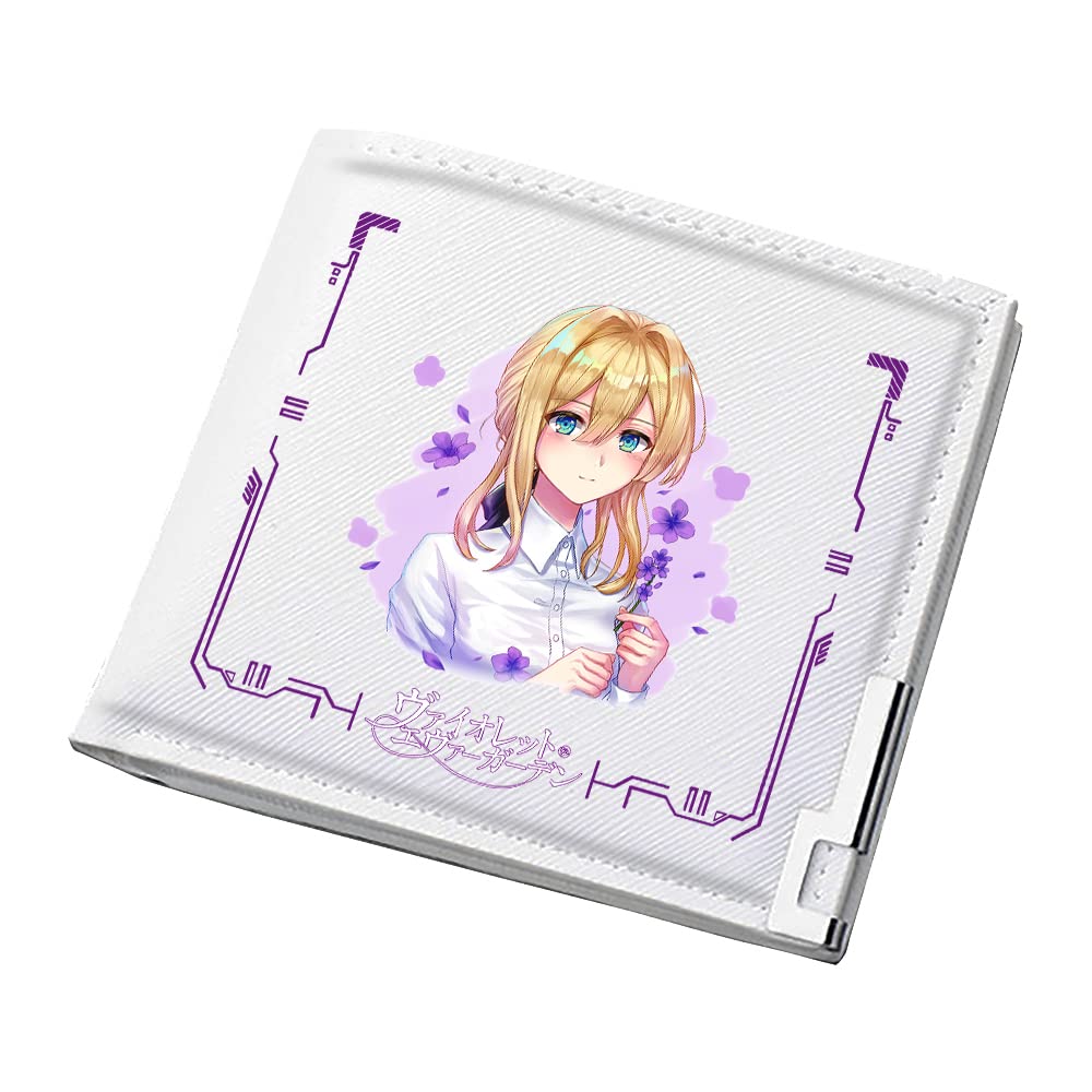 Violet Evergarden Cute PU Leather Wallet for Girls - Cartoon ID Card Holder & Mini Money Bag - Kawaii White Small Purse for School, Travel, and Everyday Use