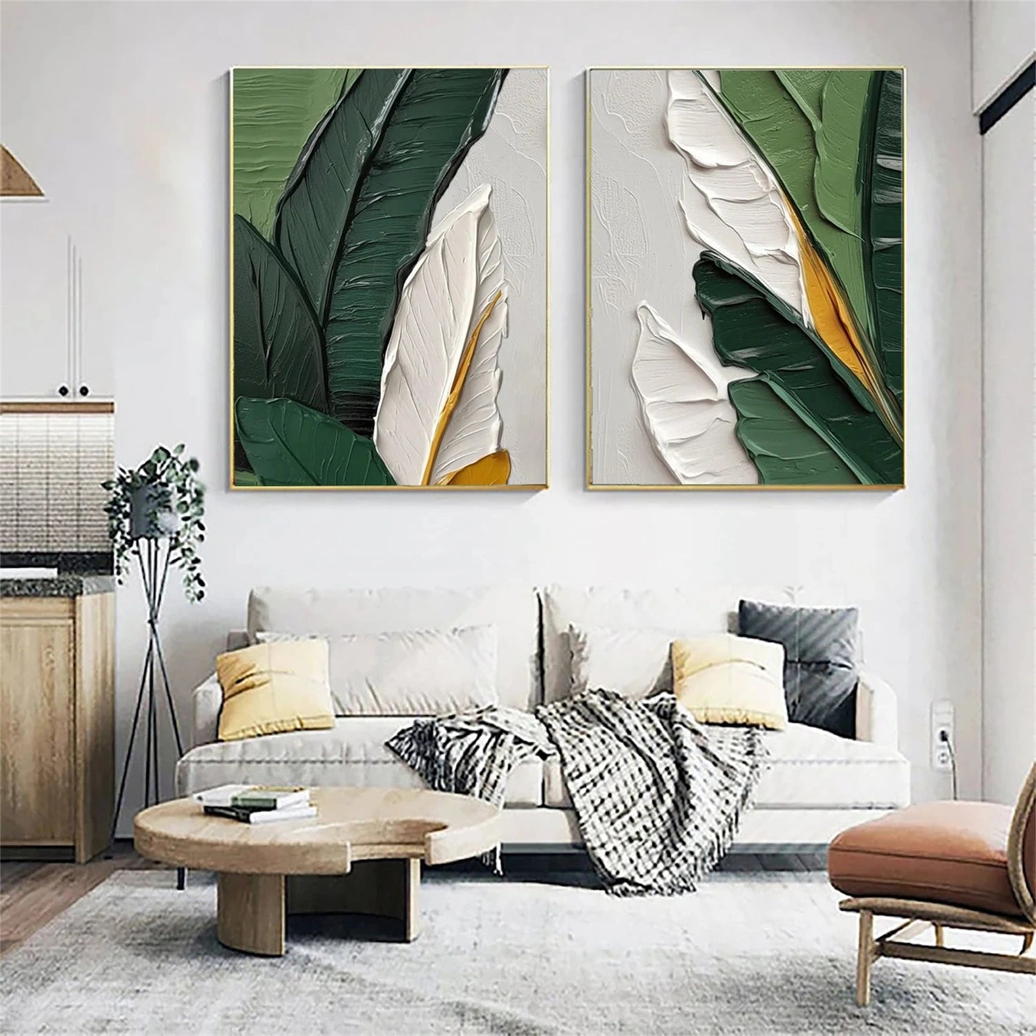 Custom Hand-Painted Flower and Tree Canvas Art Set of 2 - Wall Decor for Living Room, Bedroom & Office - Perfect Gift for Housewarming & Wedding