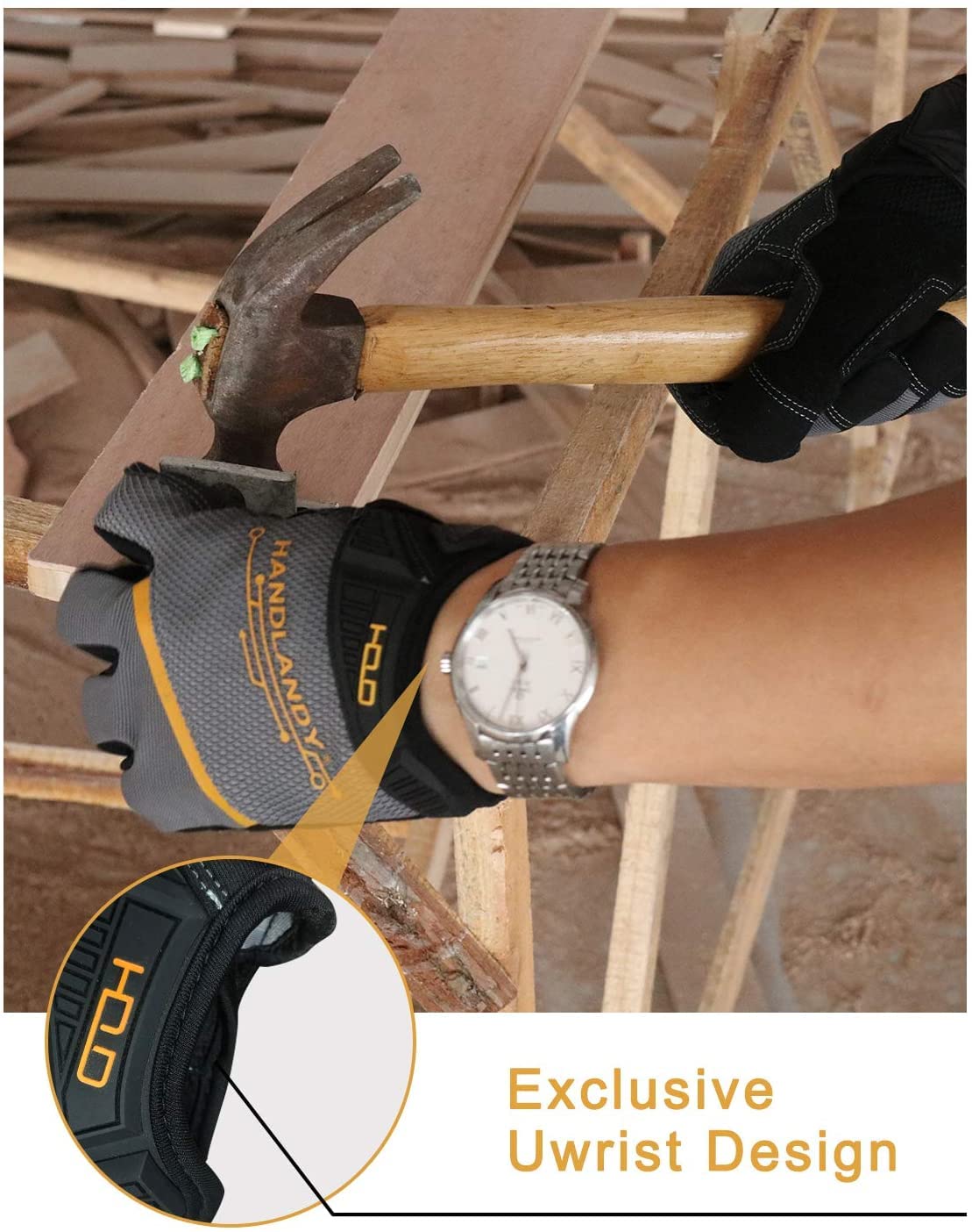 Handlandy Touchscreen Work Gloves for Men & Women - Mechanic & Yard Work