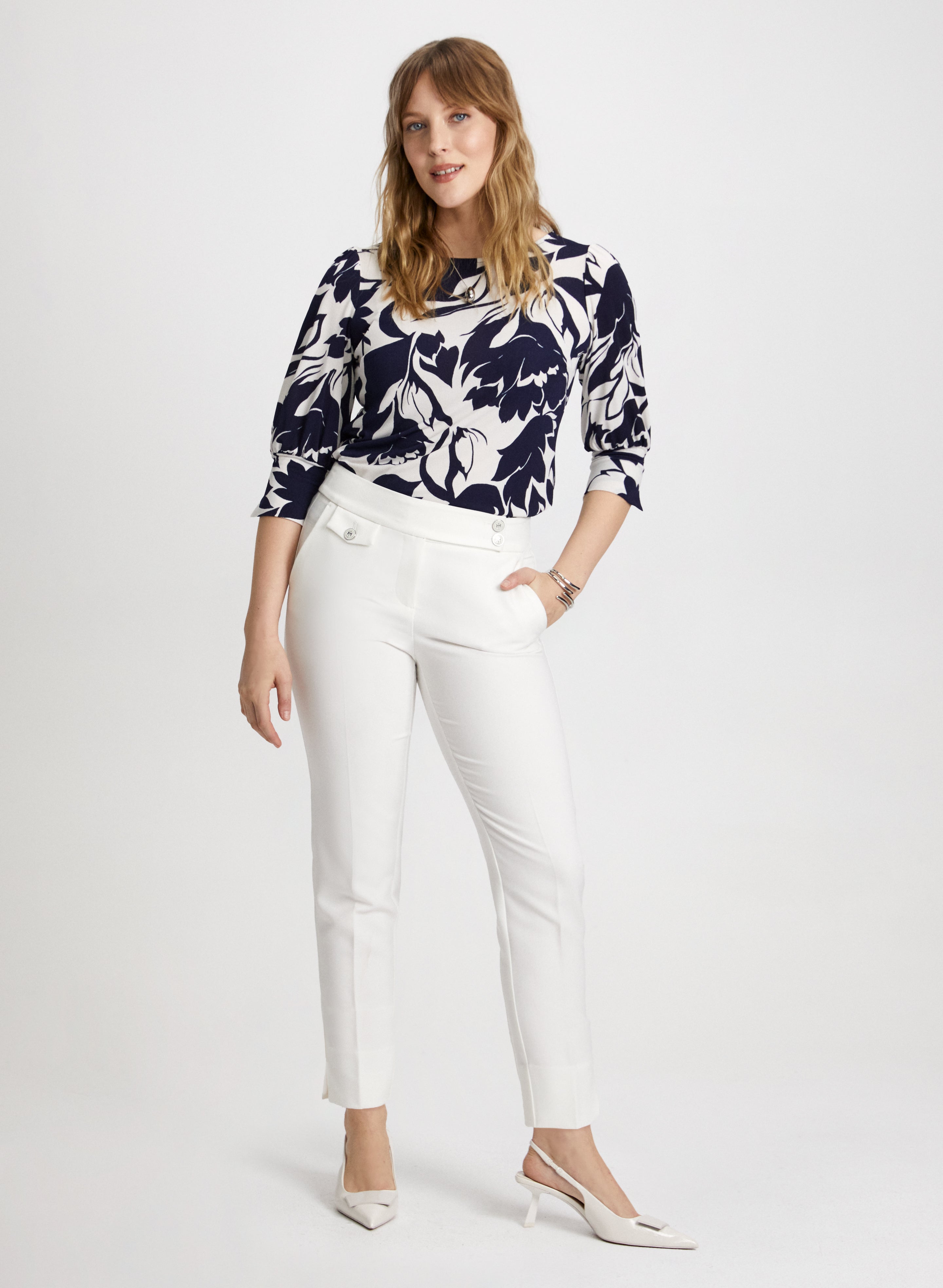Floral Print 3/4 Sleeve Blouse for Women - Elegant Spring Summer Tops for Casual Wear, Office & Date Night