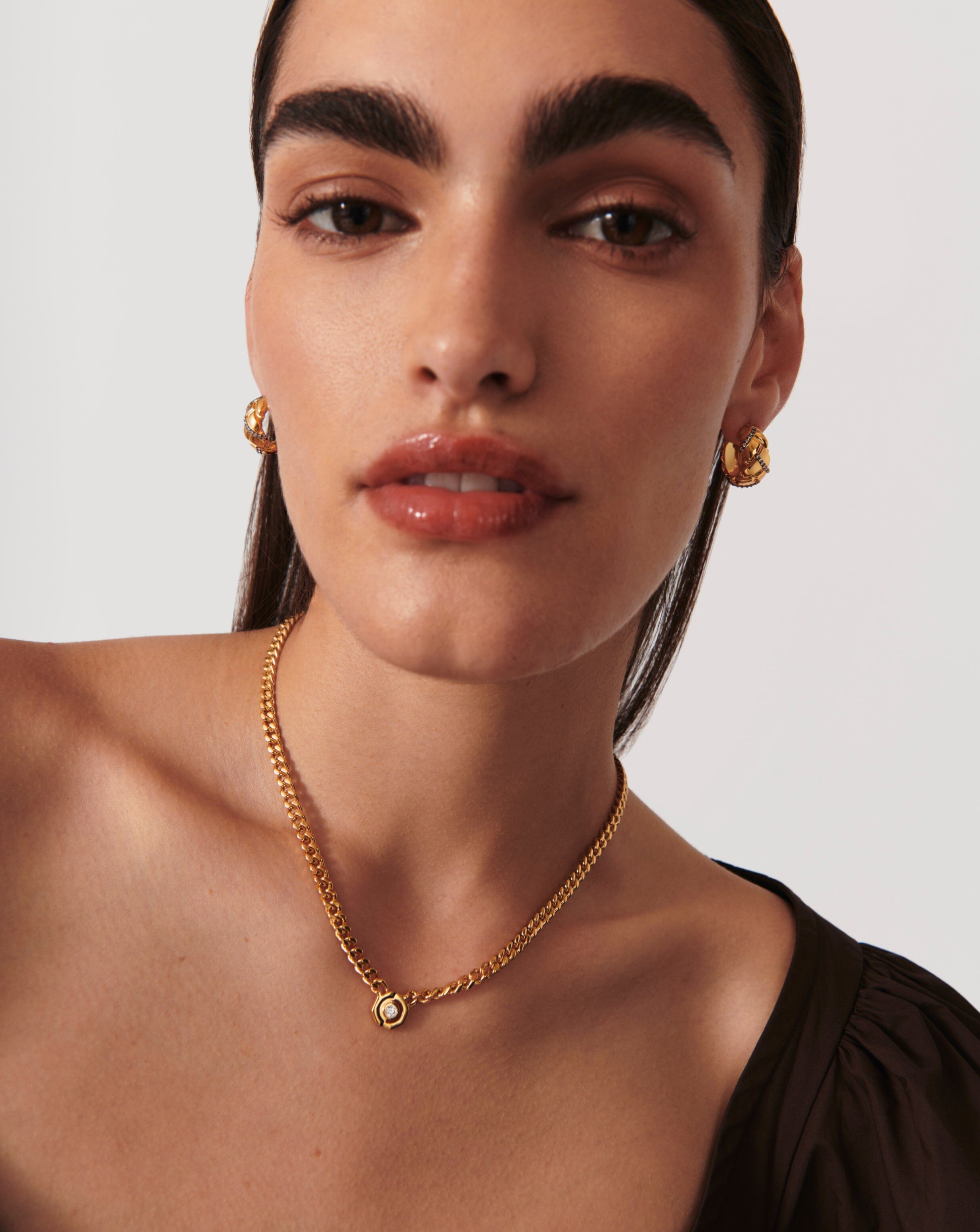 Floating Hex Pendant Necklace - 18k Gold Plated Enamel & Stone Jewelry with Cubic Zirconia | Elegant Layering Piece for Women, Perfect for Everyday Wear & Special Occasions