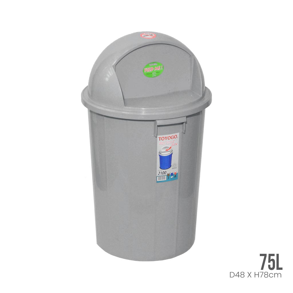 75L Push-Top Trash Can with Lid - Durable & Odor-Controlling Dustbin for Kitchen, Office & Bathroom Waste Disposal