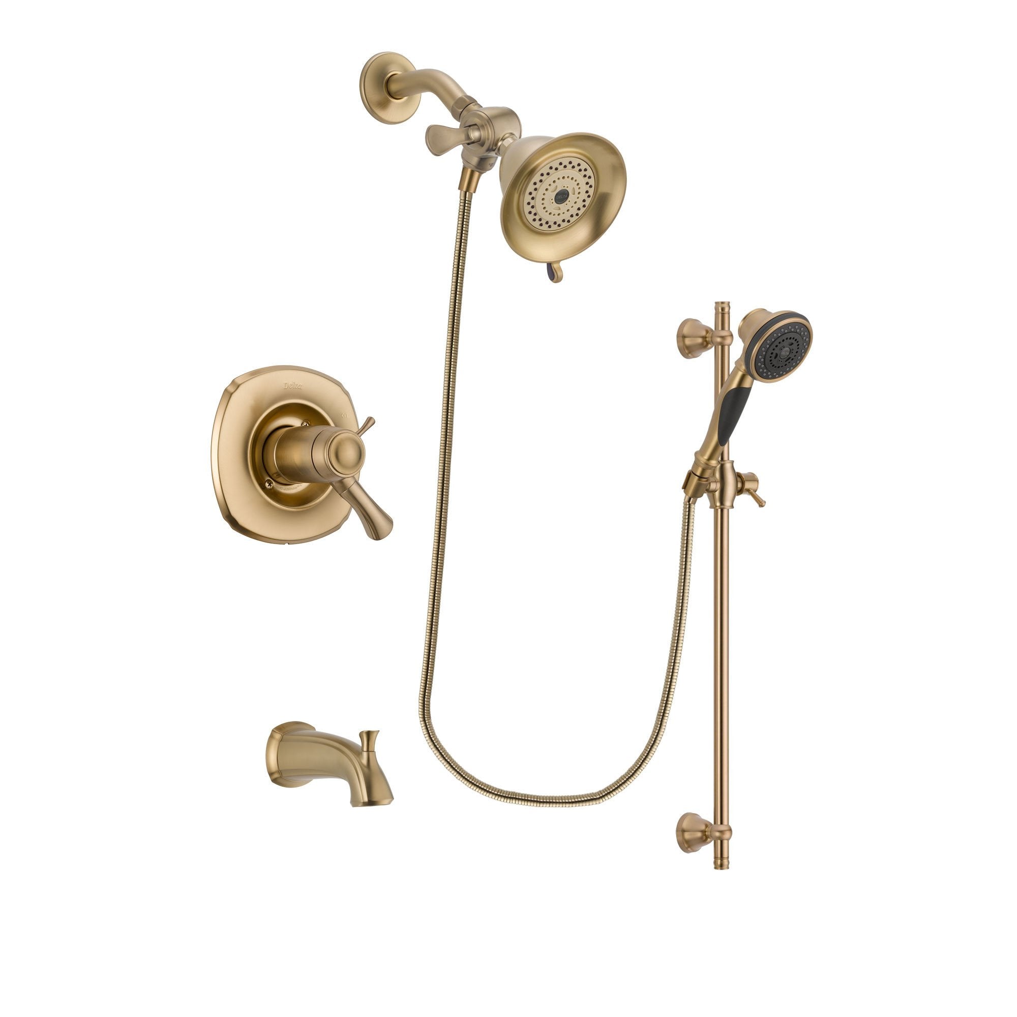 Delta Addison Champagne Bronze Thermostatic Tub and Shower Faucet System with Water-Efficient Shower Head, Handheld Spray & Slide Bar - Includes Rough-in Valve & Tub Spout DSP3529V - Perfect for Bathroom Renovation & Luxury Spa Experience