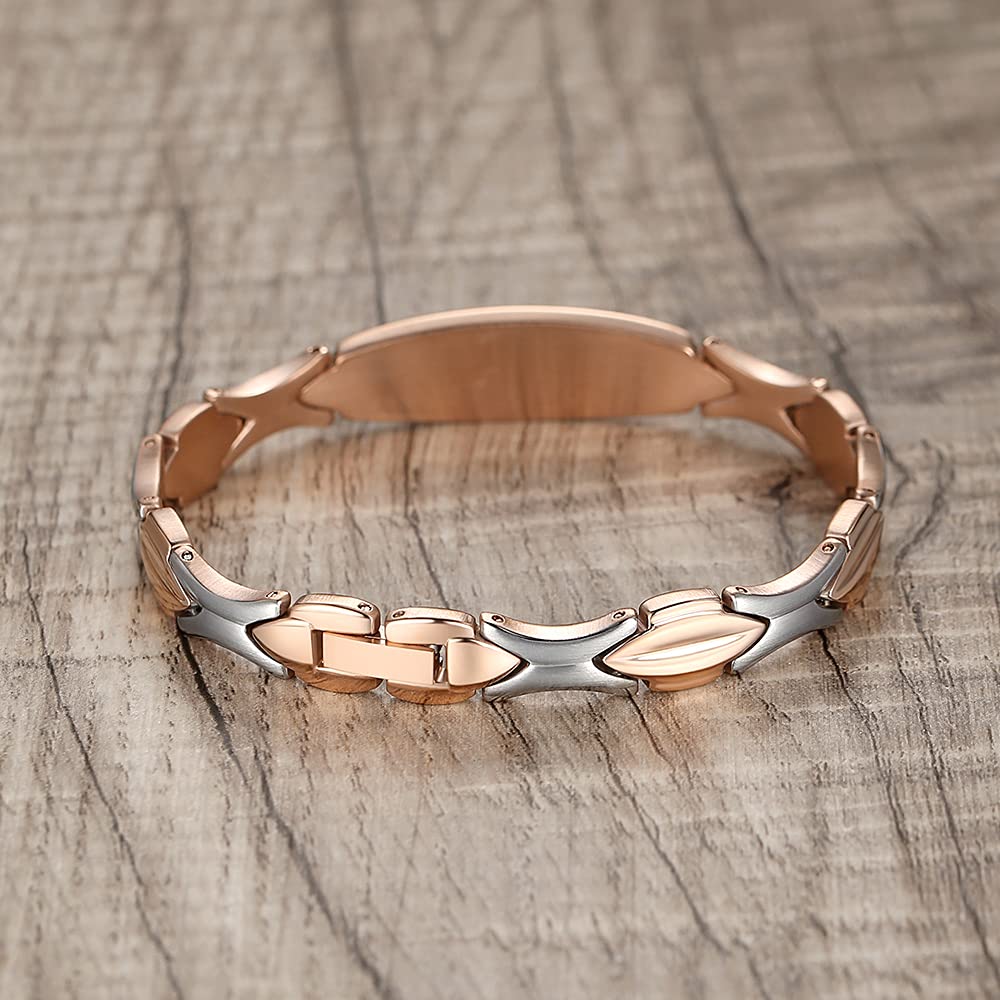 LinnaLove Shiny Stainless Steel Medical Alert Bracelet for Women - Free Engraving, Hypoallergenic & Durable - Perfect for Daily Wear, Emergency Medical ID & Fashion Accessory
