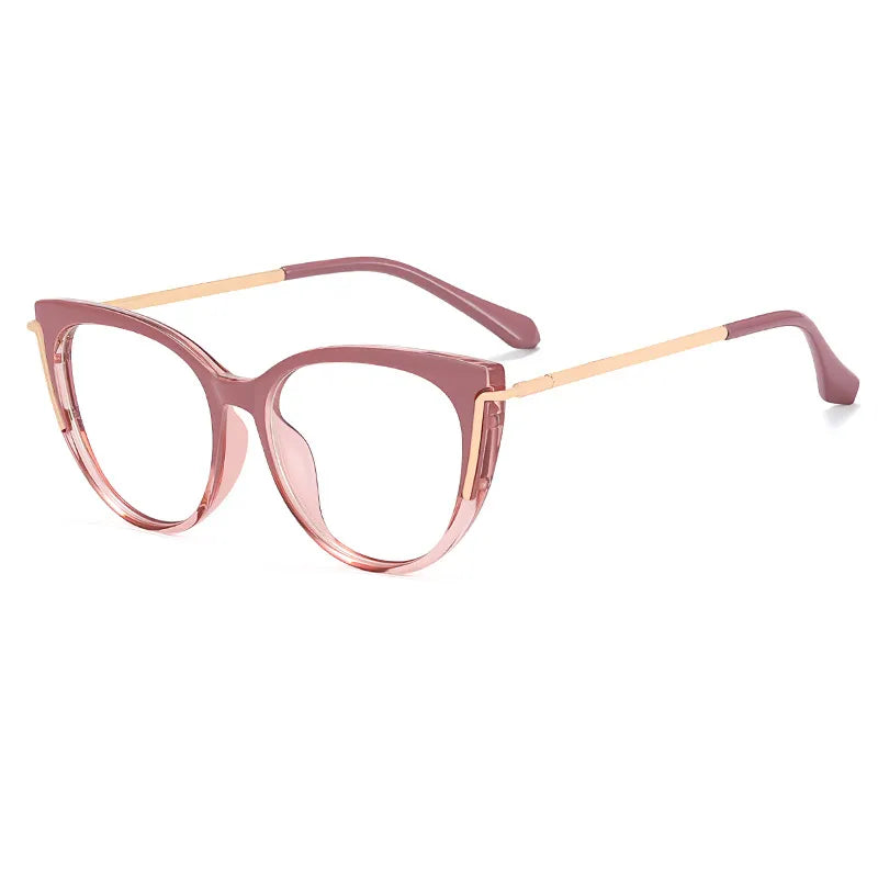 CCspace Women's Full Rim Cat Eye Titanium Eyeglasses Frame 56963 - Lightweight & Durable Glasses for Work, Reading & Fashion