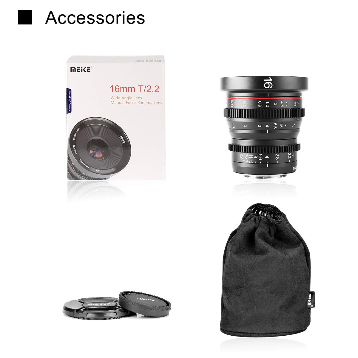 Meike 16mm T2.2 Manual Focus Wide Angle Prime Lens for M43/MFT Mount - Compatible with BMPCC & Micro Four Thirds Cameras - Perfect for Cinematic Shots, Vlogging & Low Light Photography