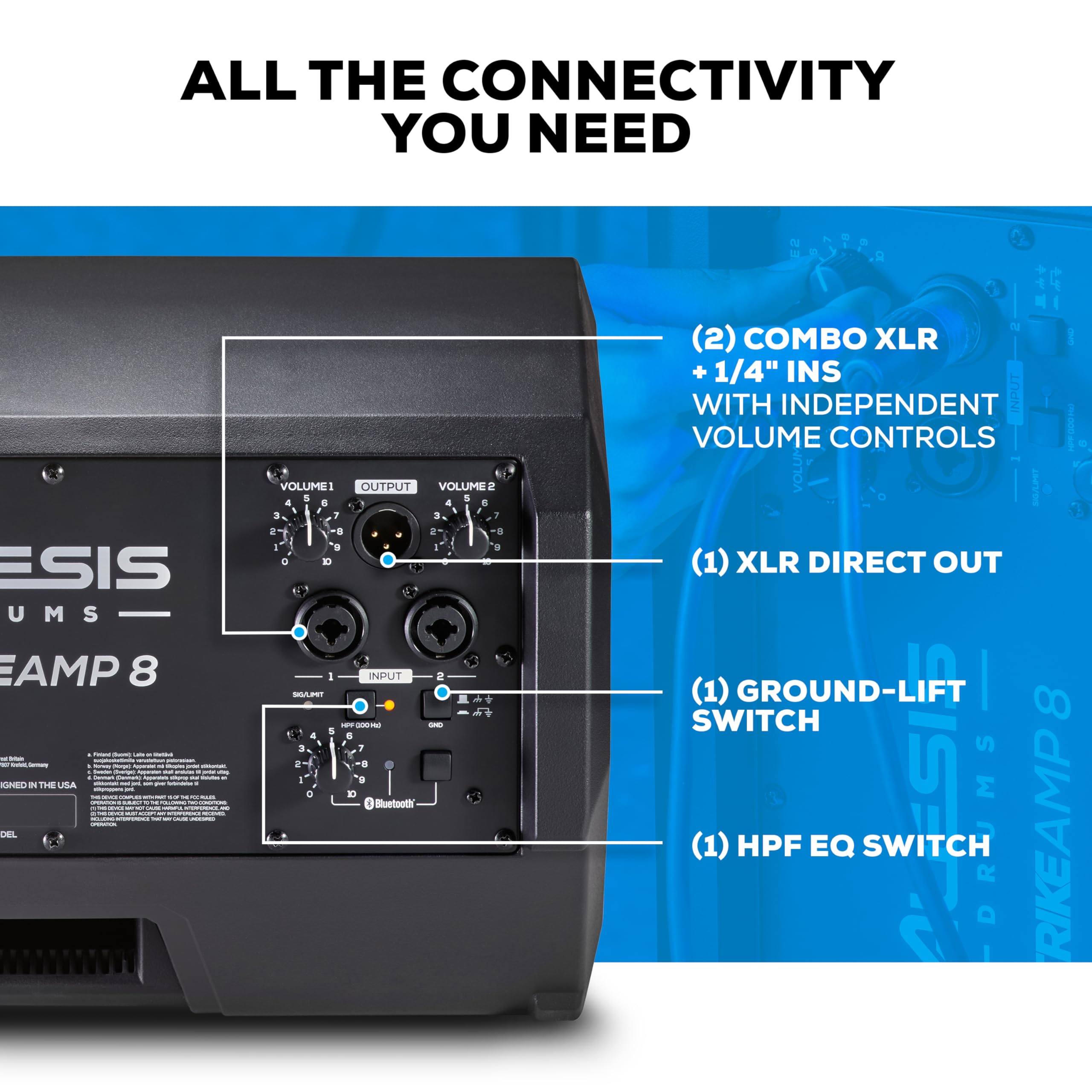 Alesis Strike Amp 8 MK2 - 2000W Powerful Drum Amplifier Speaker for Electric Drum Kits | Bluetooth Connectivity, 8