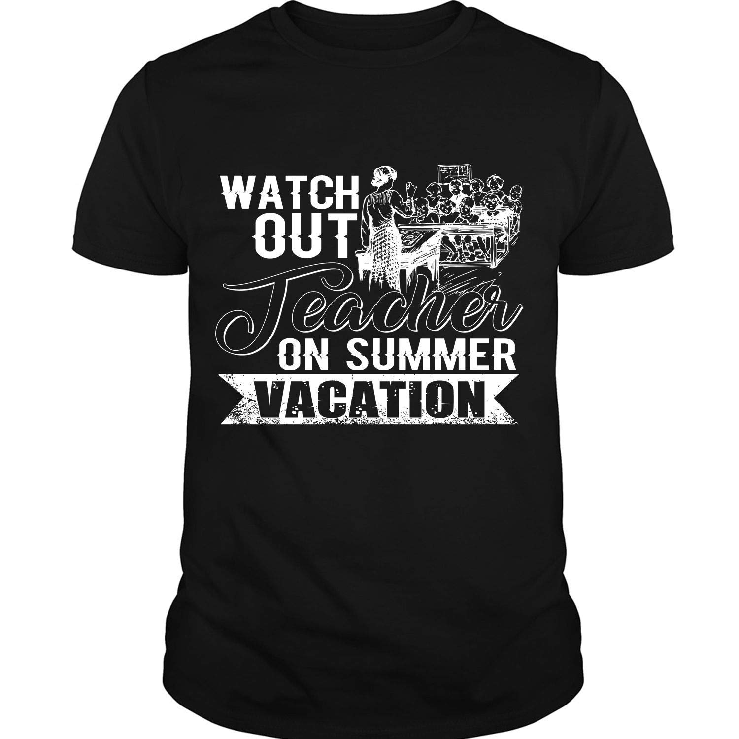 Shakegrass Men's Funny 'I Am A Teacher' Cotton T-Shirt - Watch Out Teacher On Summer Vacation Graphic Tee - Perfect Christmas Gift for Educators & Back to School Apparel