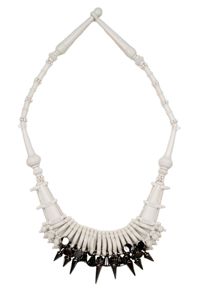 Handmade Bohemian Ethnic Necklace for Women - Elegant White Beaded Statement Jewelry for Boho Chic, Festival, and Casual Wear