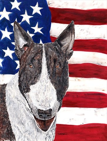 Bull Terrier USA American Flag - Large Garden Flag for Outdoor Decor, Patriotic Yard Banner for Home, Lawn, and Porch Display