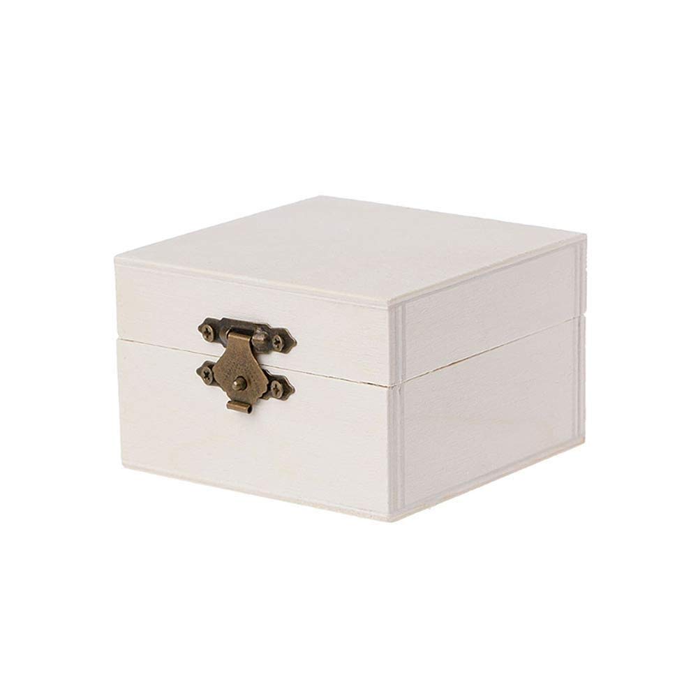 Unfinished Wooden Jewelry Storage Box with Lid Lock - DIY Craft Organizer for Earrings, Necklaces & Rings - Perfect for Home, Travel & Gift Giving