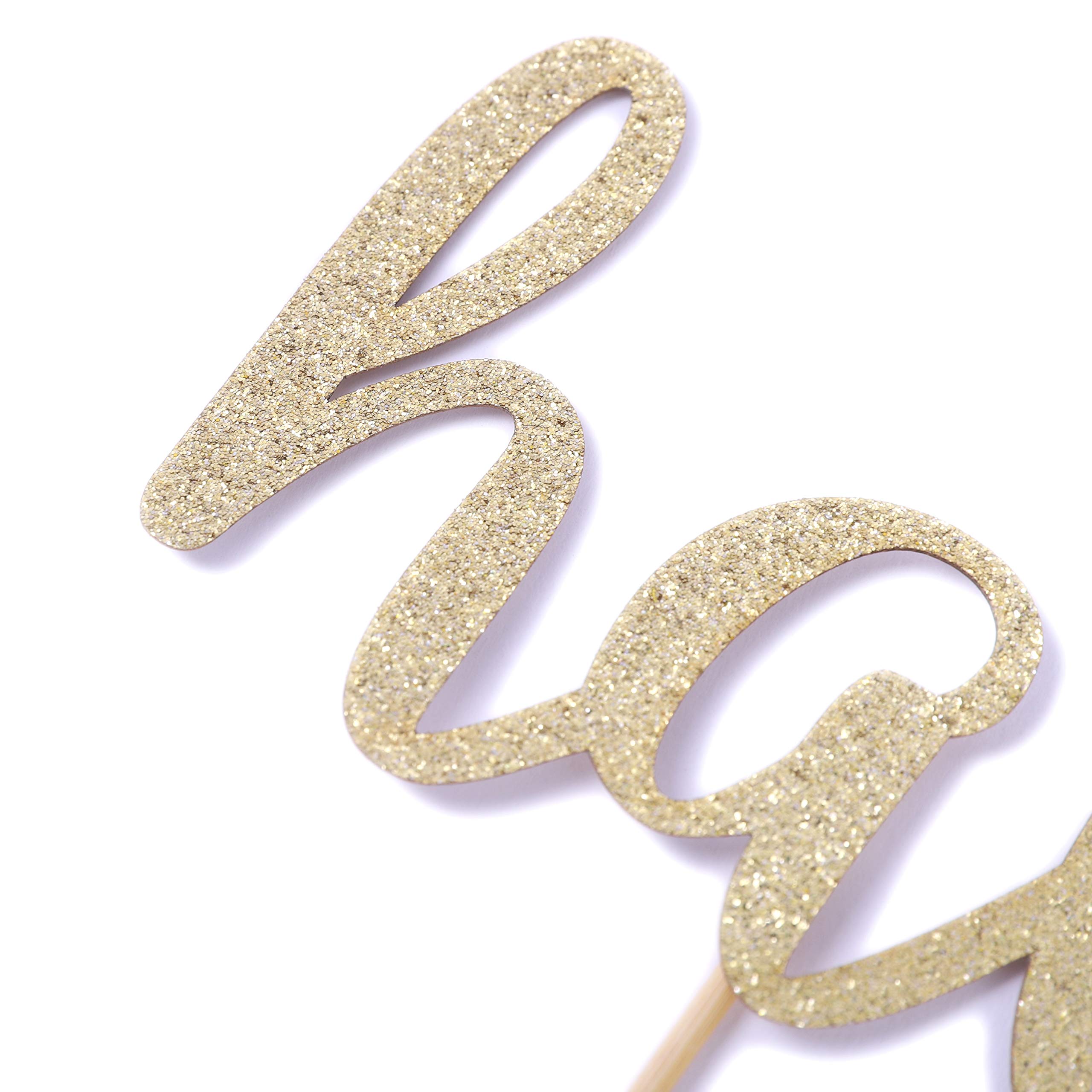 WAOUH Golden Glitter Half Cake Topper (1/2) - Personalized Birthday Cake Decoration, Party Photo Booth Prop - Perfect for Half Birthday Celebrations, Gender Reveals & Anniversary Cakes