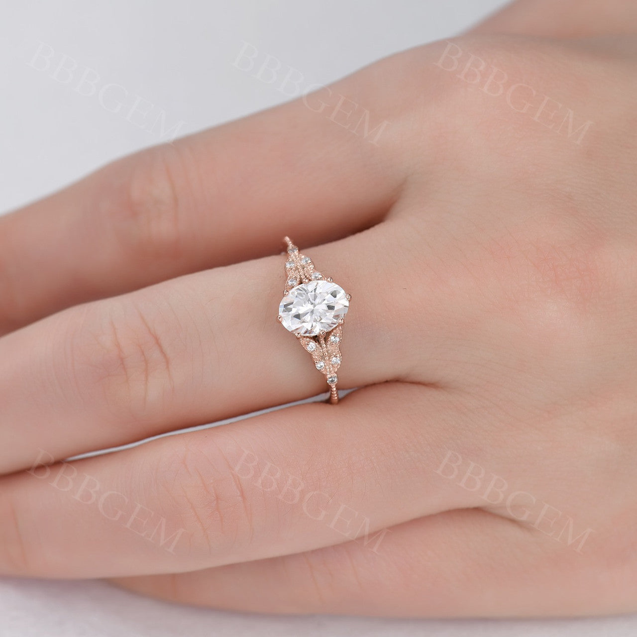 6x8mm Oval Moissanite Engagement Ring - Art Deco Rose Gold Vintage Wedding & Promise Ring for Women | Perfect for Proposals, Anniversaries, and Special Occasions