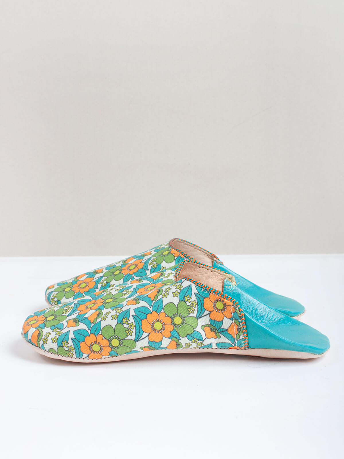 Margot Floral Babouche Slippers for Women - Aqua Blue Soft Comfortable House Shoes - Perfect for Indoor Relaxation, Spa Days & Cozy Home Wear