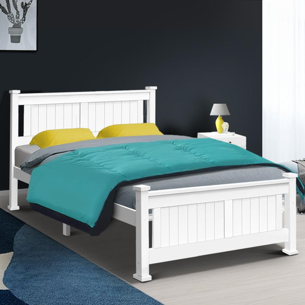 Double Package | Airlie Bed White & Normay Series Pillow Top Mattress - Medium Firm Queen Size for Back Pain Relief - Perfect for Guest Rooms & Master Bedrooms