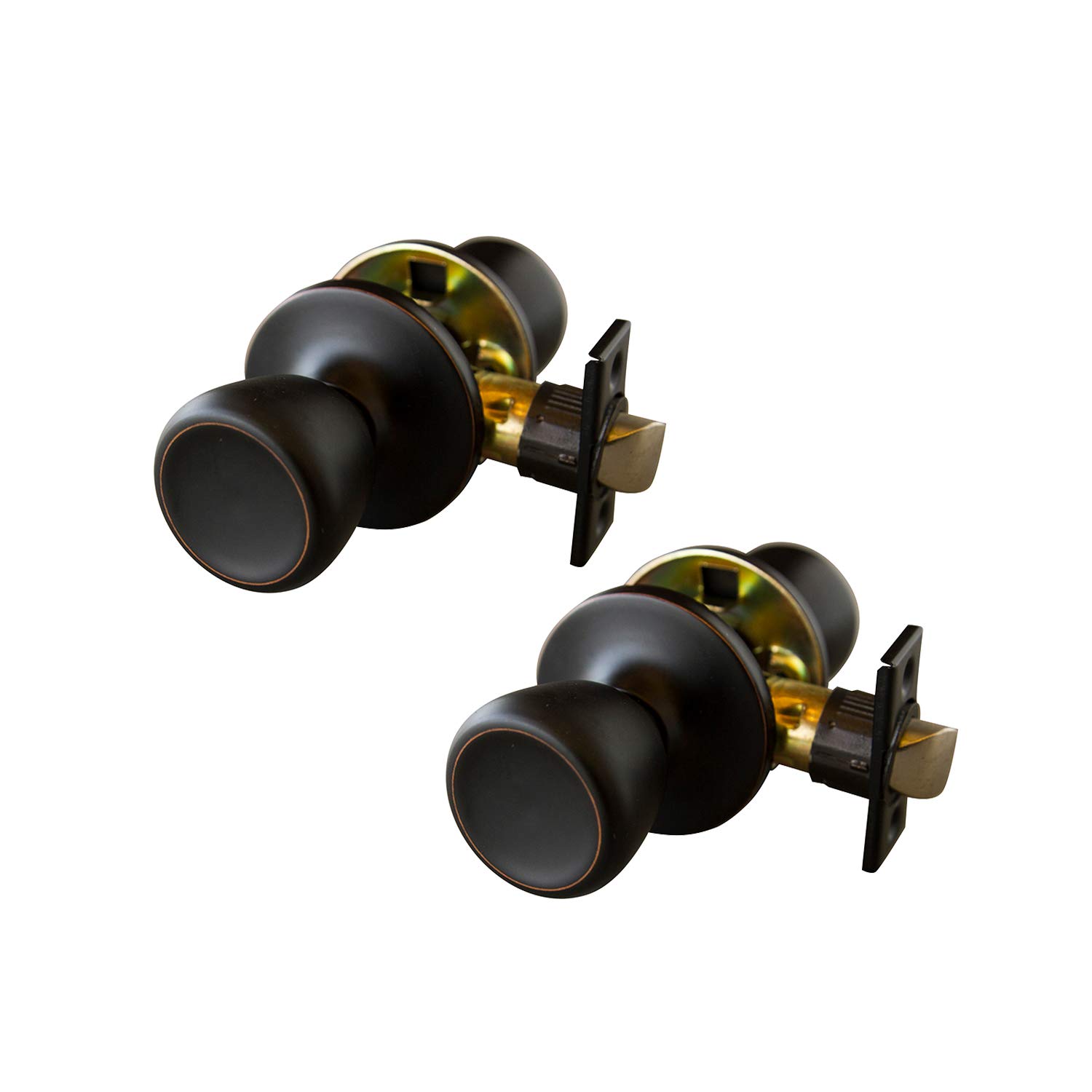 Universal Oil Rubbed Bronze Interior Door Knob Set - Round Passage & Closet Door Handles for Home Improvement (Design House 728717) - Perfect for Bedrooms, Bathrooms, and Closet Doors