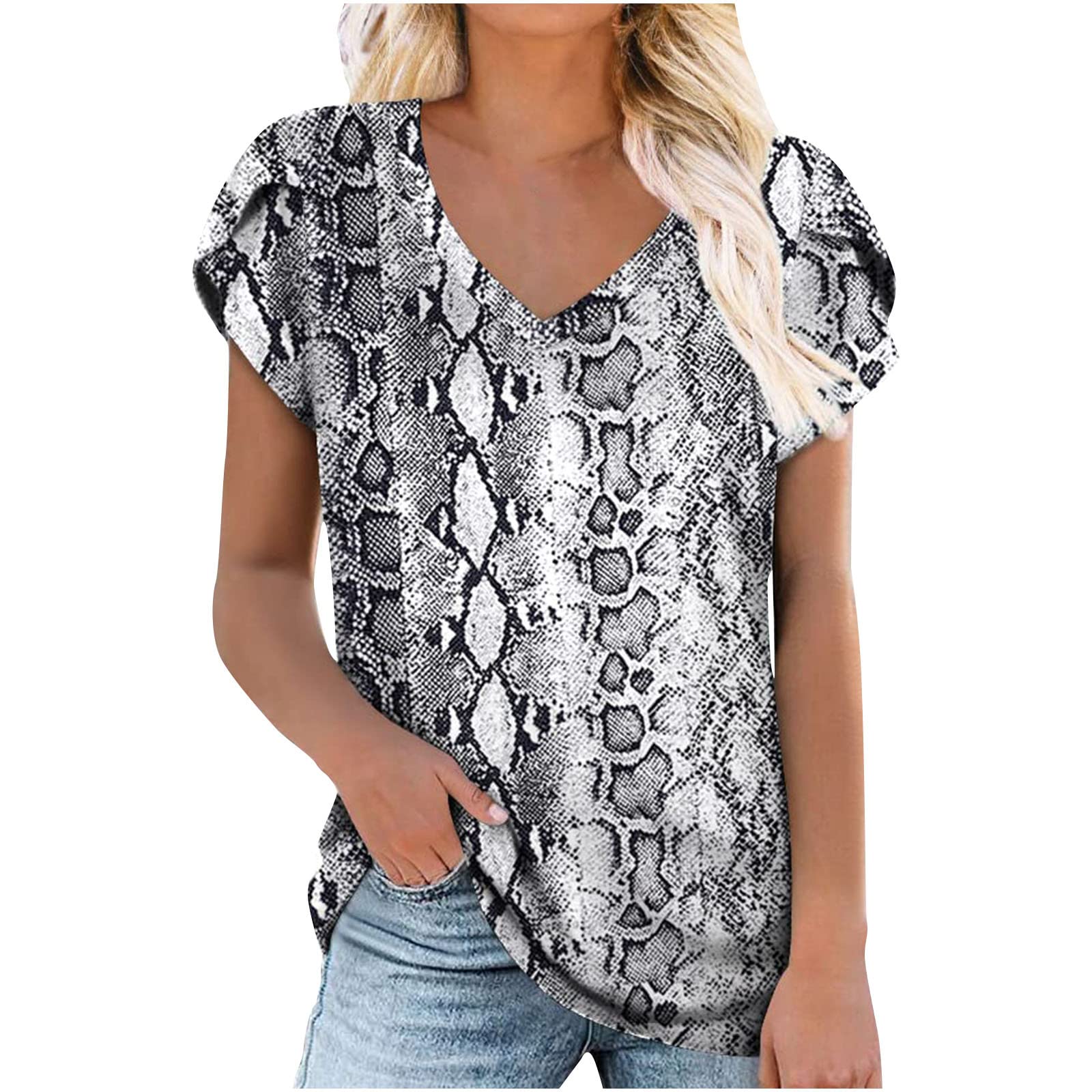 Women's Summer V-Neck T-Shirts - Short Sleeve Casual Loose Fit Blouse | Perfect for Beach Outings, Vacation Wear & Everyday Comfort
