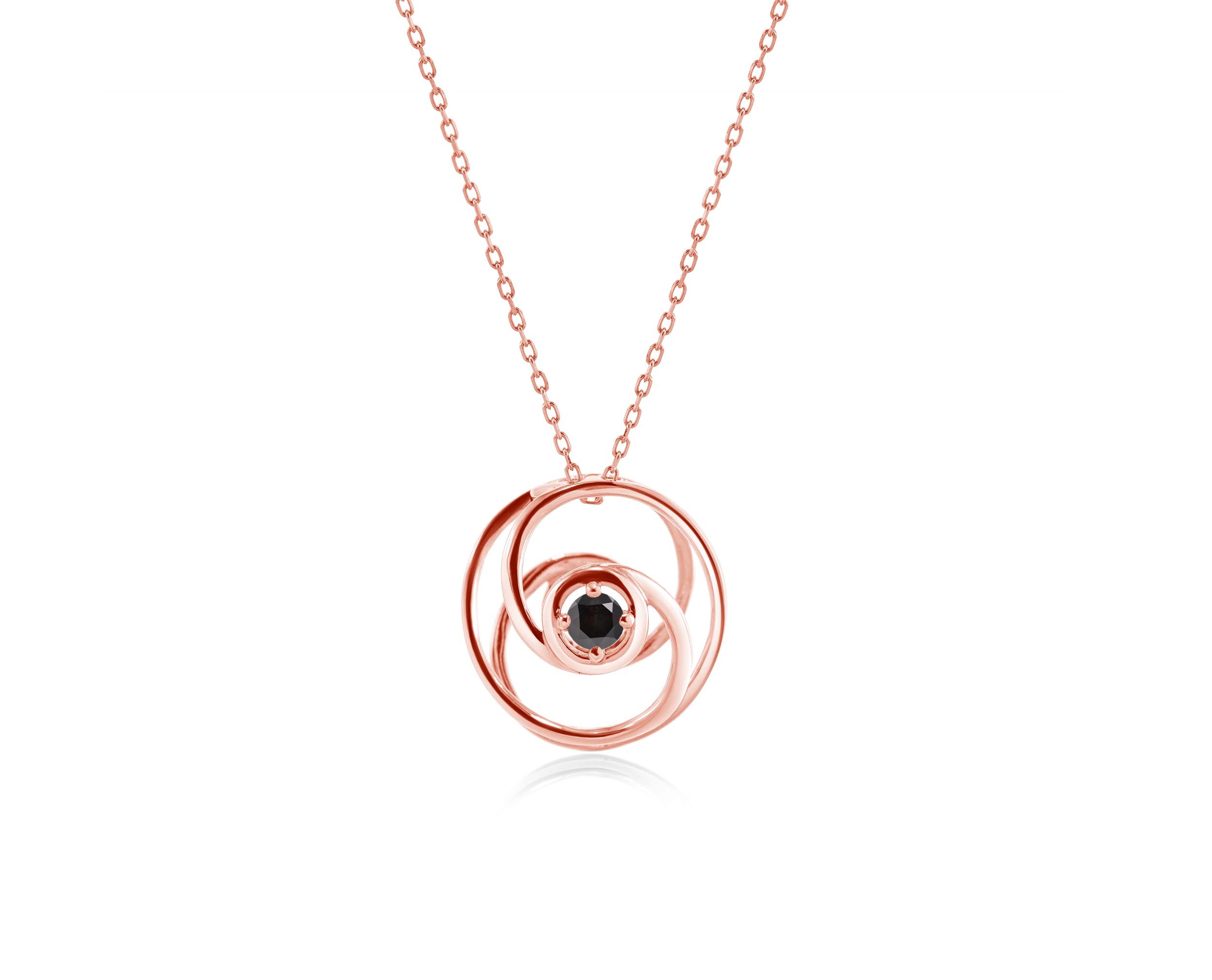Black Diamond Pendant Necklace - Dainty Minimalist April Birthstone Jewelry - Delicate Rose Gold Circle Ball Charm | Perfect for Everyday Wear, Gifts & Special Occasions