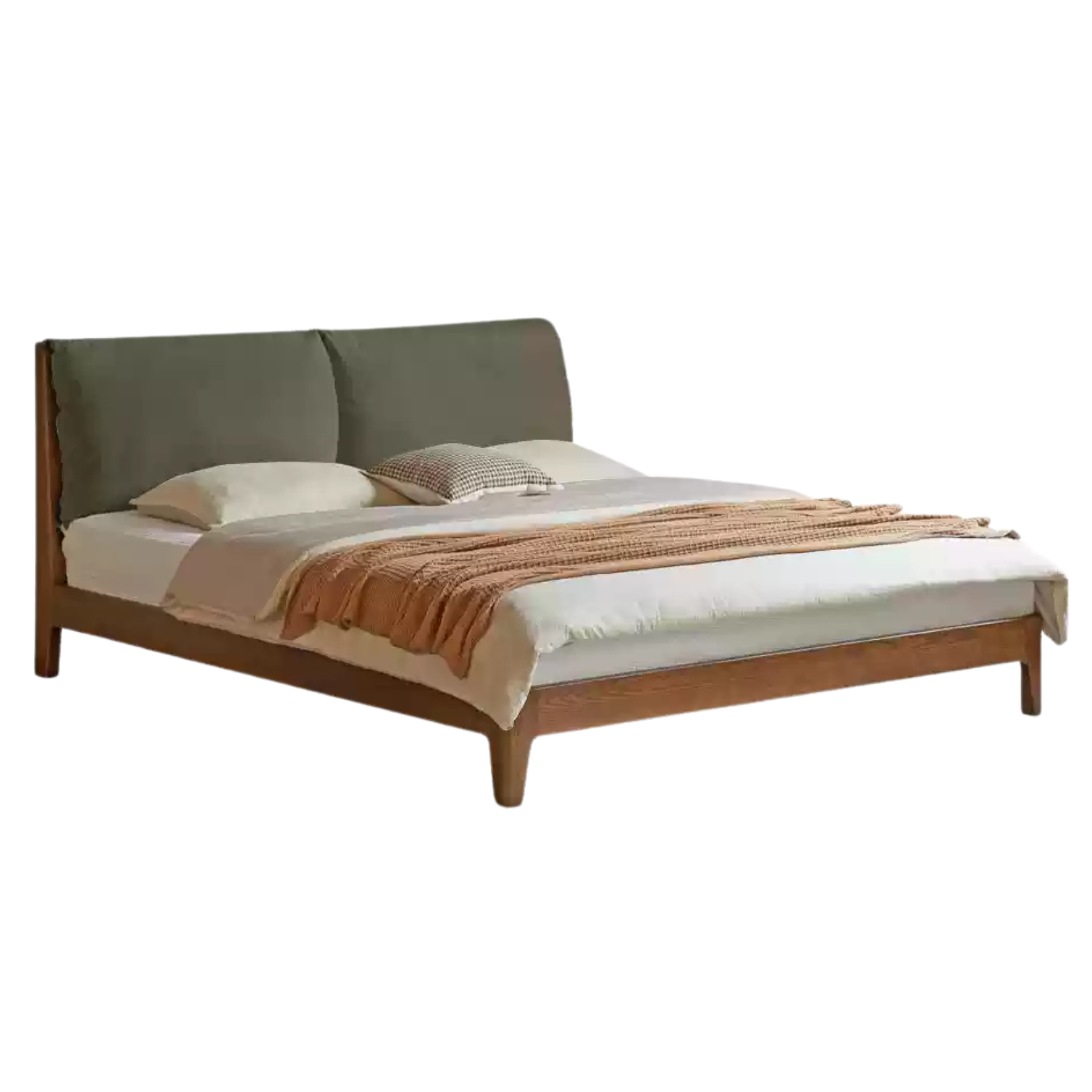 Walnut color Soft Bed Fabric Grass Moss Green
