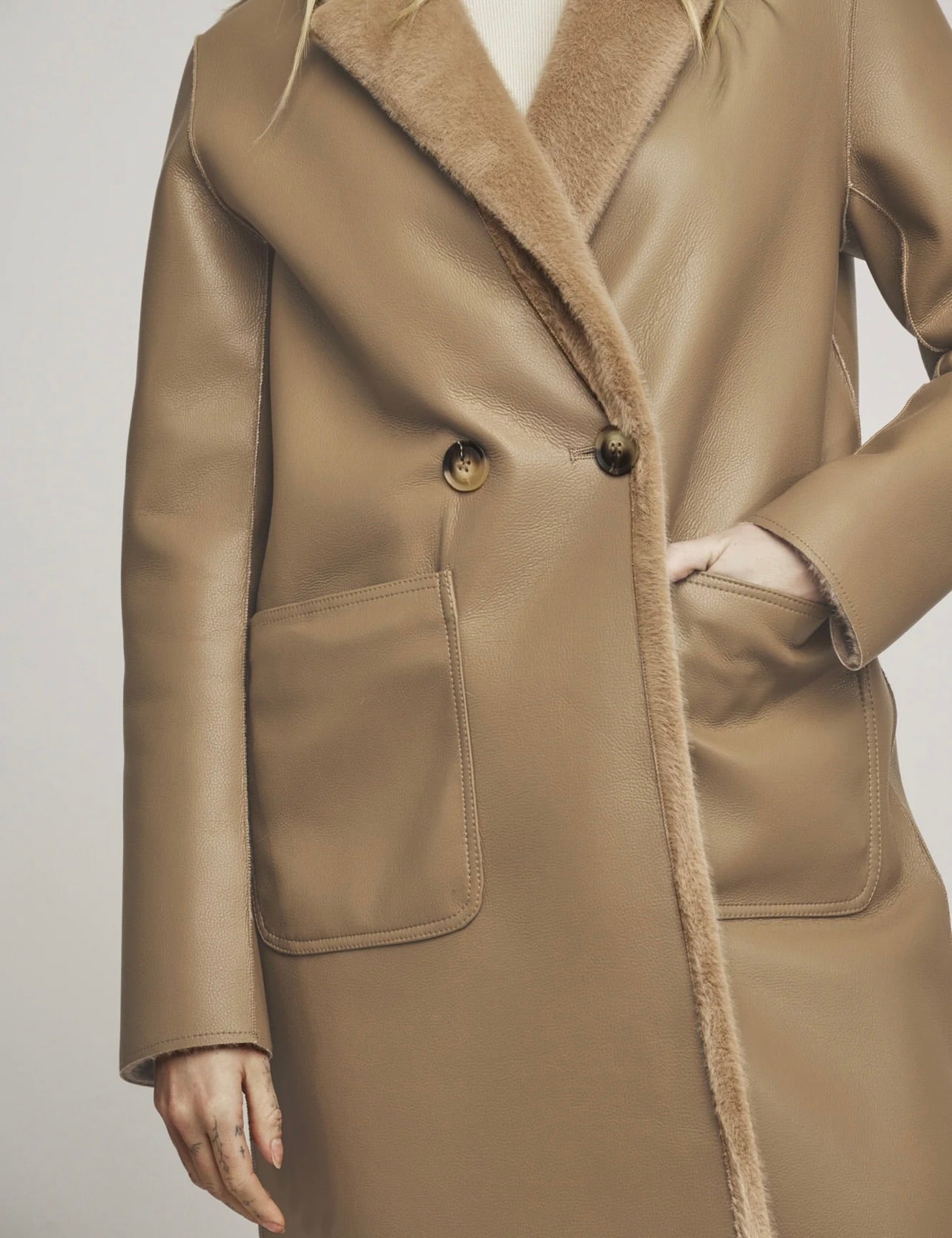Ivon Reversible Coat in Twig - Women's Lightweight Double-Sided Jacket for Fall & Winter | Perfect for Outdoor Activities, Travel & Casual Wear