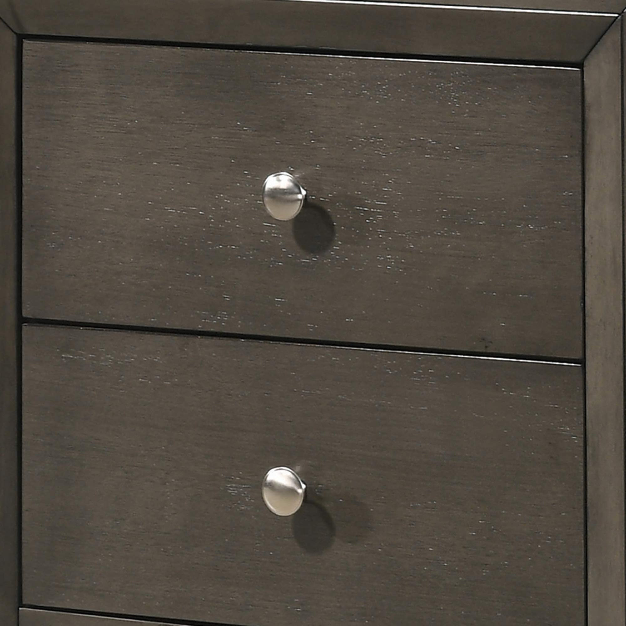 Benjara Gray Wooden Nightstand with 2 Drawers & Round Pull Handles - Modern Bedside Table for Bedroom, Living Room, or Guest Room Storage