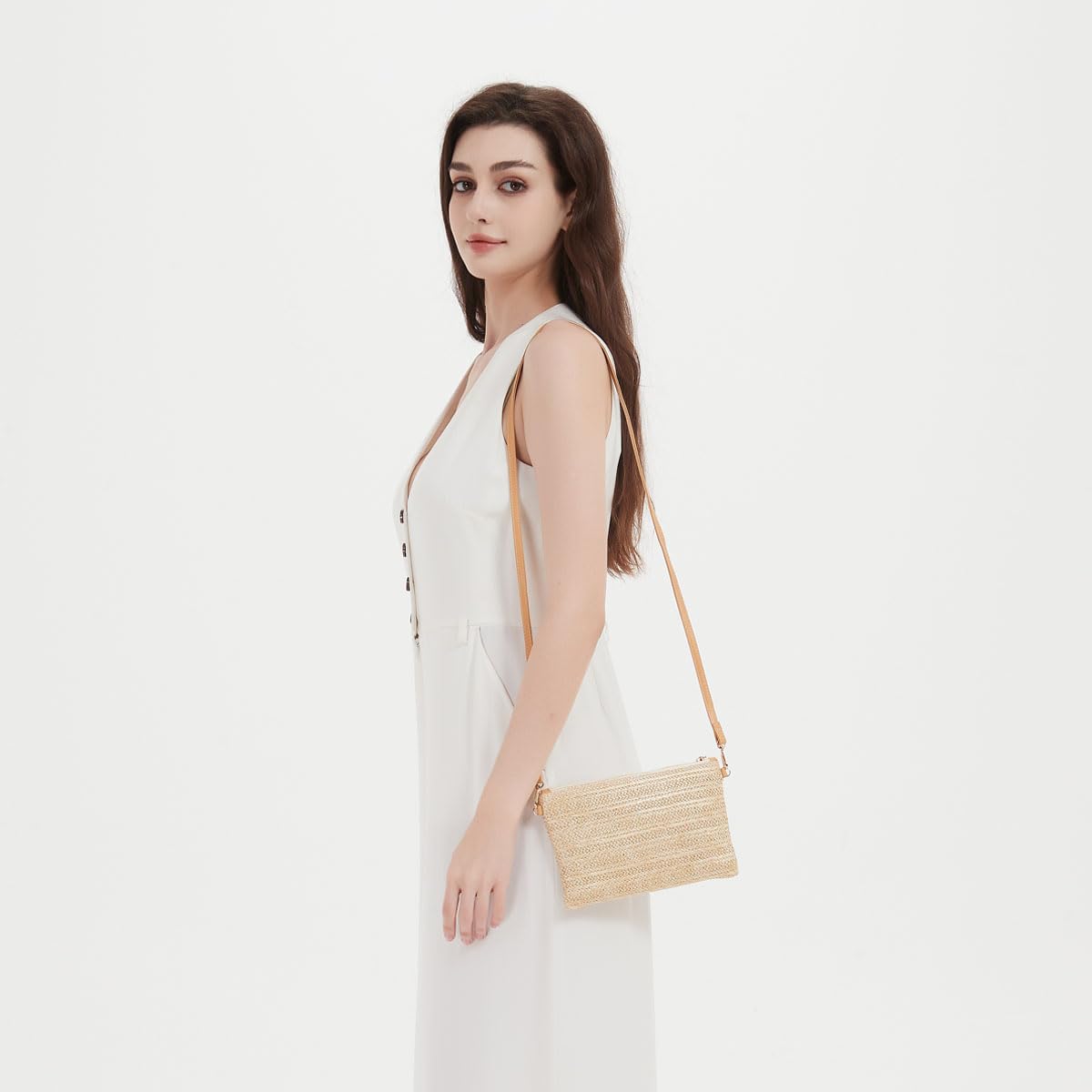 Straw Crossbody Bag for Women - Summer Beach Purse, Boho Clutch Handbag with Wristlet - Perfect for Vacation, Travel, and Outdoor Festivals