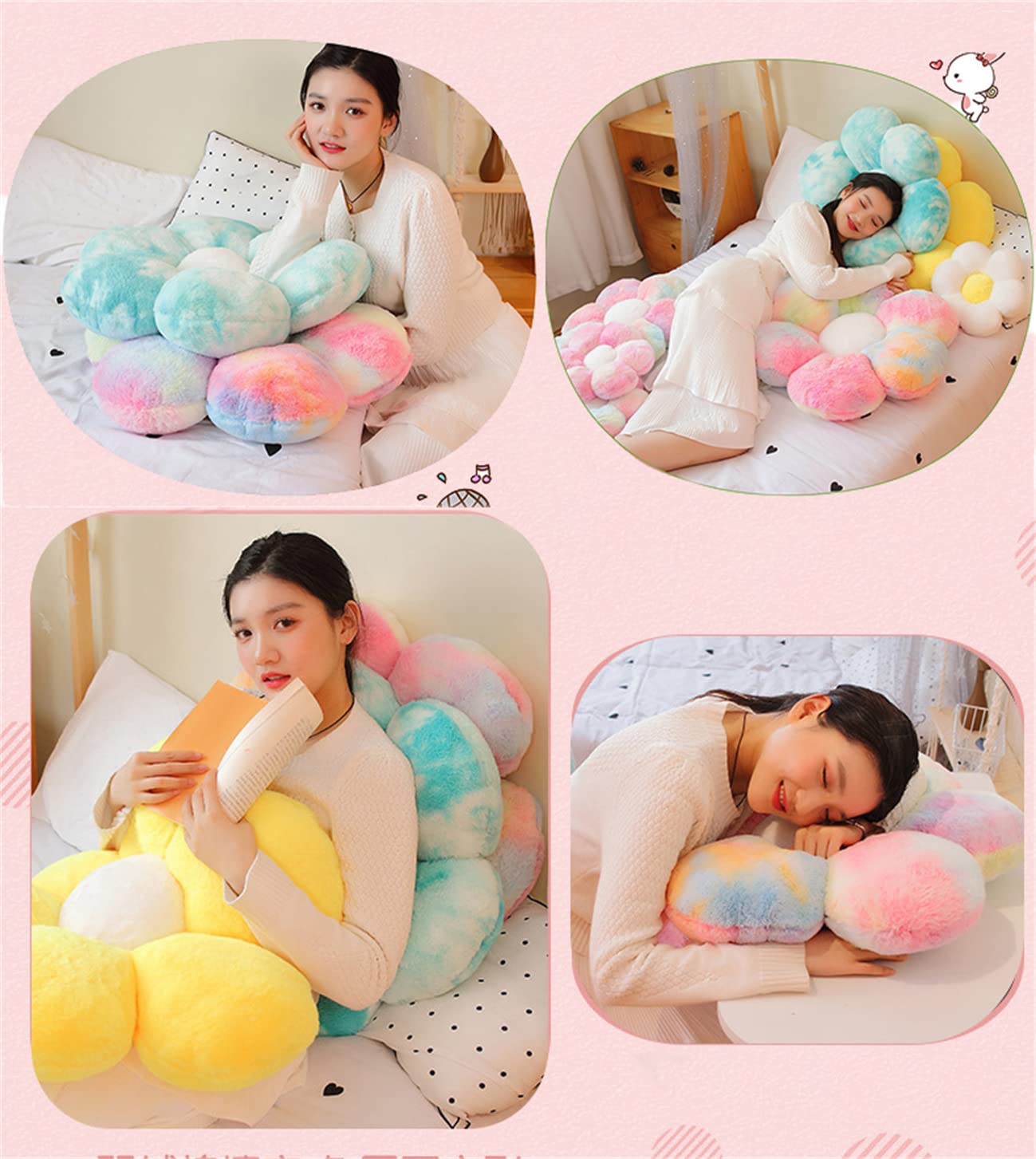 Plush Flower Cushion - 30x30cm Velvet Sofa Pillow for Living Room & Office Decor