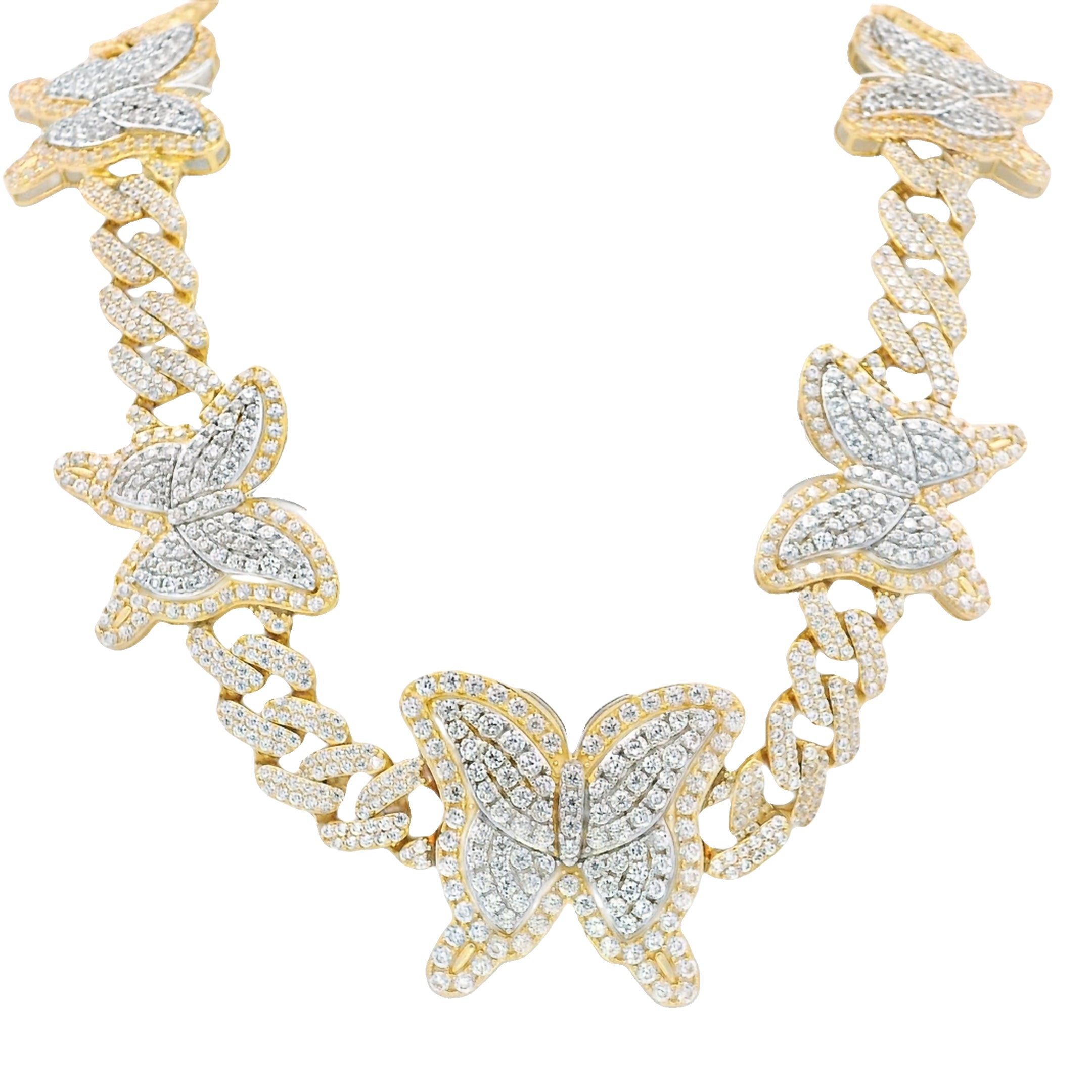 Butterfly Full CZ Cuban Choker Necklace - 18K Gold Plated Elegant Jewelry for Women | Perfect for Parties, Weddings & Special Occasions