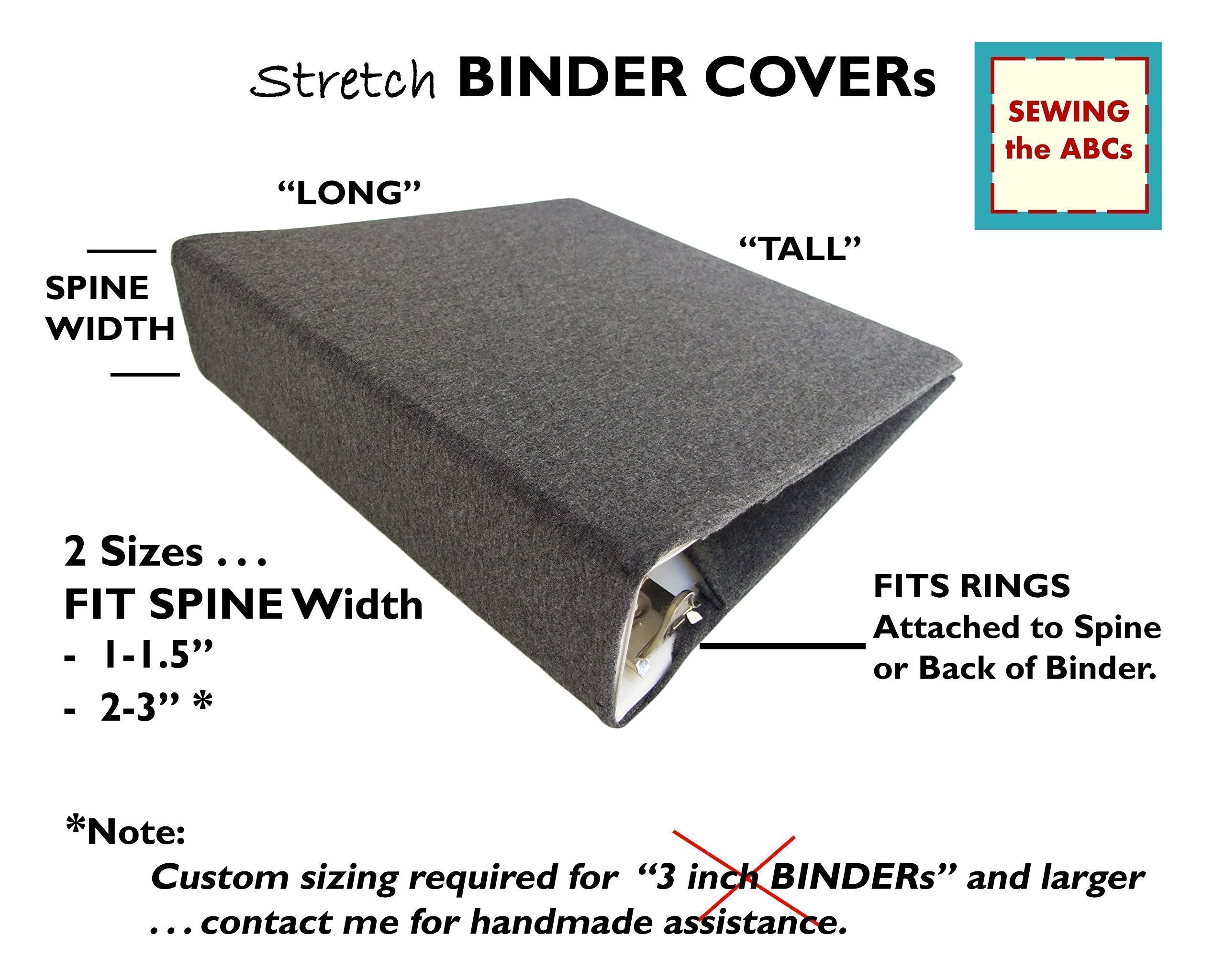 Premium Dark Grey Heather Stretch Fabric 3-Ring Binder Cover - Fits Standard Hardcover Binders 8.5