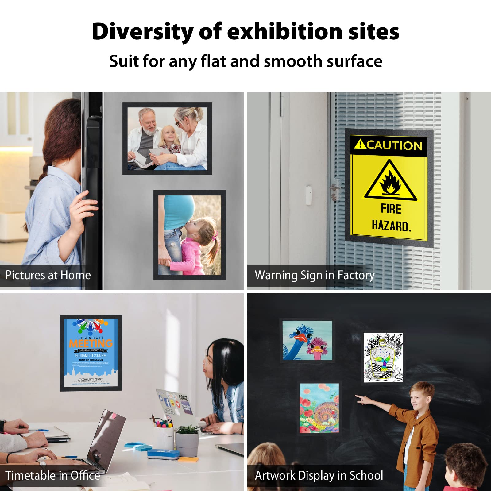 10-Pack Magnetic Sign Holders 8.5 x 11 Inch - Self-Adhesive Magnetic Frames for Wall, Fridge, Door & Window - Black Magnetic Picture Frame, Document & Poster Display Holder - Perfect for Offices, Restaurants, Retail Stores & Home Decor