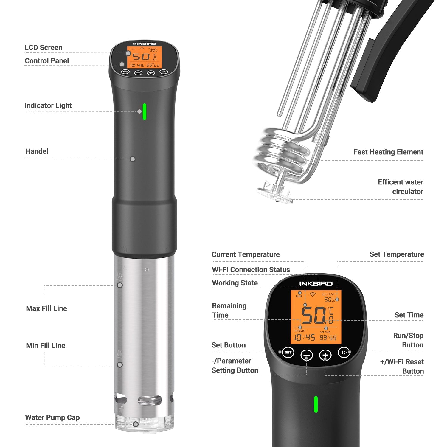200W WiFi Sous Vide Cooker ISV - Precision Temperature Control for Perfect Steaks, Chicken & Seafood | Ideal for Home Chefs & Meal Prep