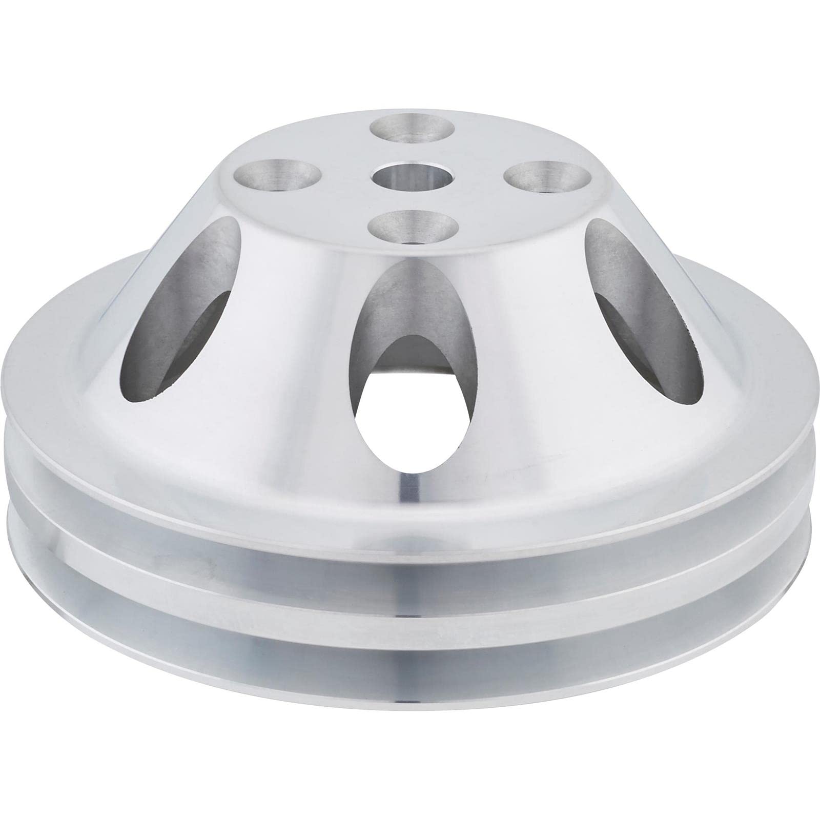 High Performance SBC Cast Aluminum Pulley Set for '69-'85 Small Block Chevy - 2-Groove Water Pump & 3-Groove Crankshaft, Lightweight Precision Machined, Long Pump Style - Perfect for Classic Car Restoration & Hot Rod Engine Upgrades
