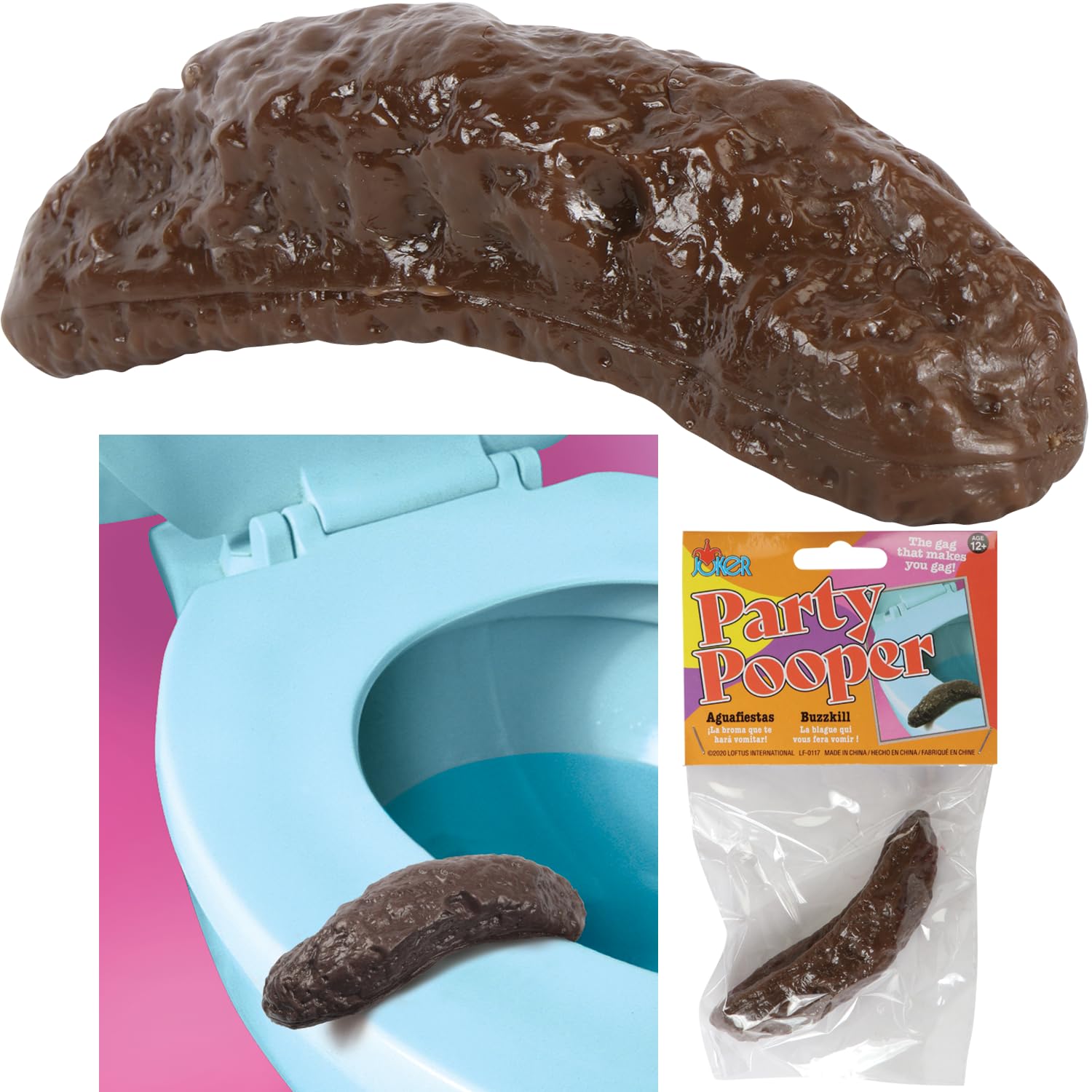 Loftus Gross Party Pooper Fake Poo Prank Toy - 4 Inch Realistic Brown Fake Poop for Gag Gifts, Halloween Pranks & Party Jokes - Hilarious Novelty Item for Friends & Family