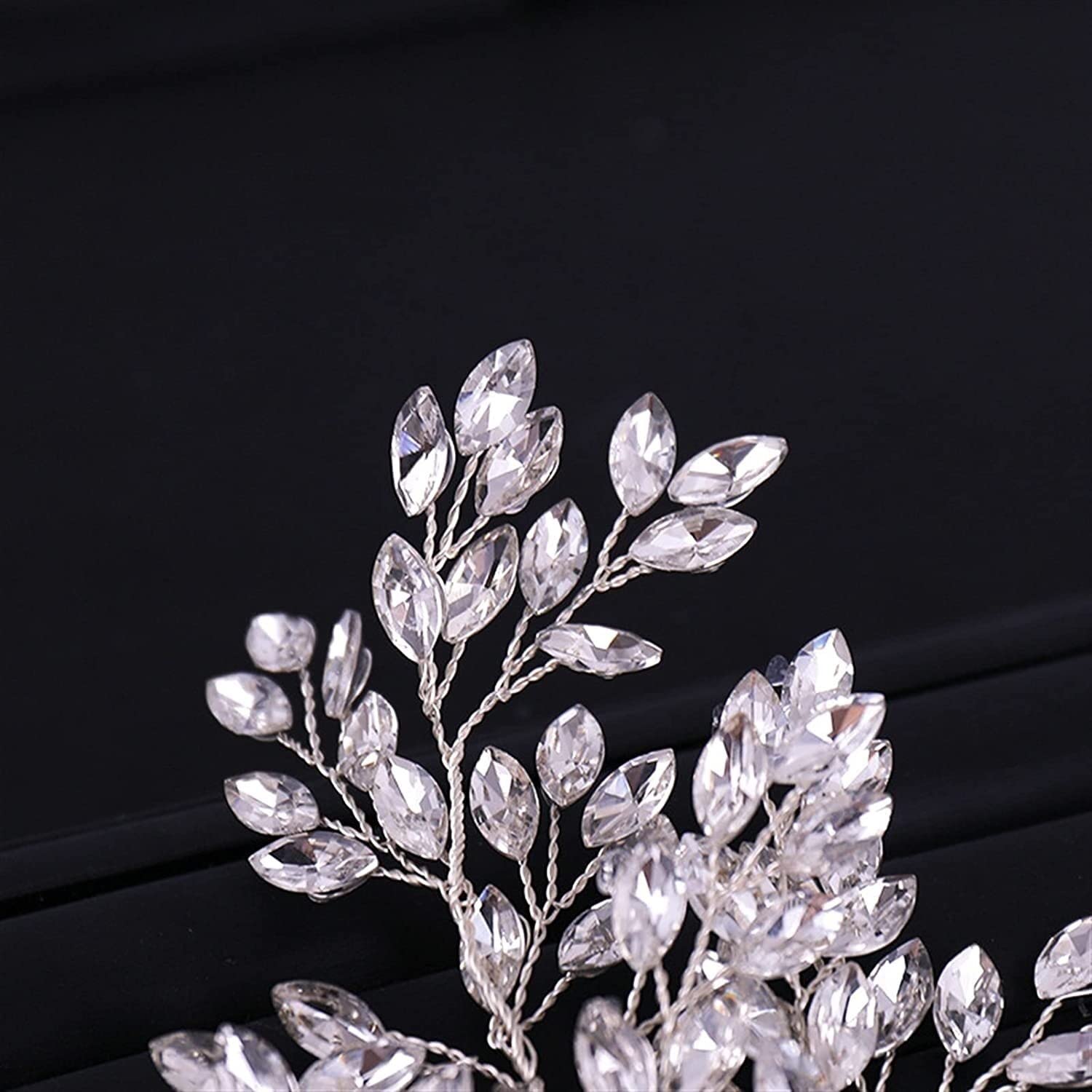 Elegant Floral Crystal Bridal Hair Comb - Silver & Blue Wedding Hair Accessory for Brides, Side Comb Headband - Perfect for Weddings, Prom, and Formal Events
