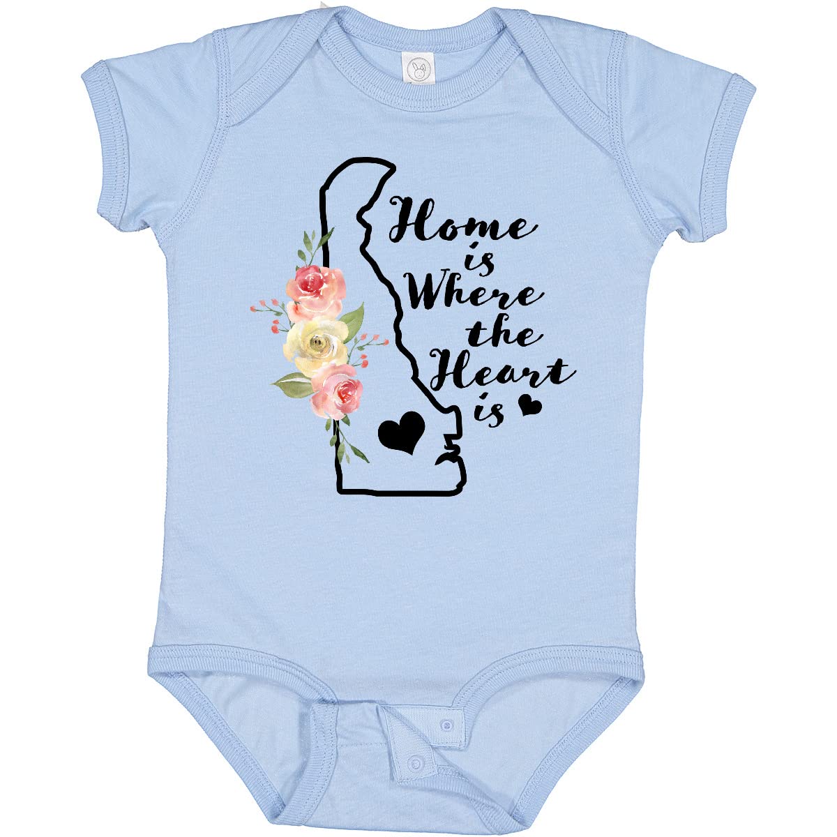 Inktastic Delaware Home is Where The Heart is Watercolor Baby Bodysuit - Soft Cotton Infant Onesie for Newborns, Baby Showers & Family Photos