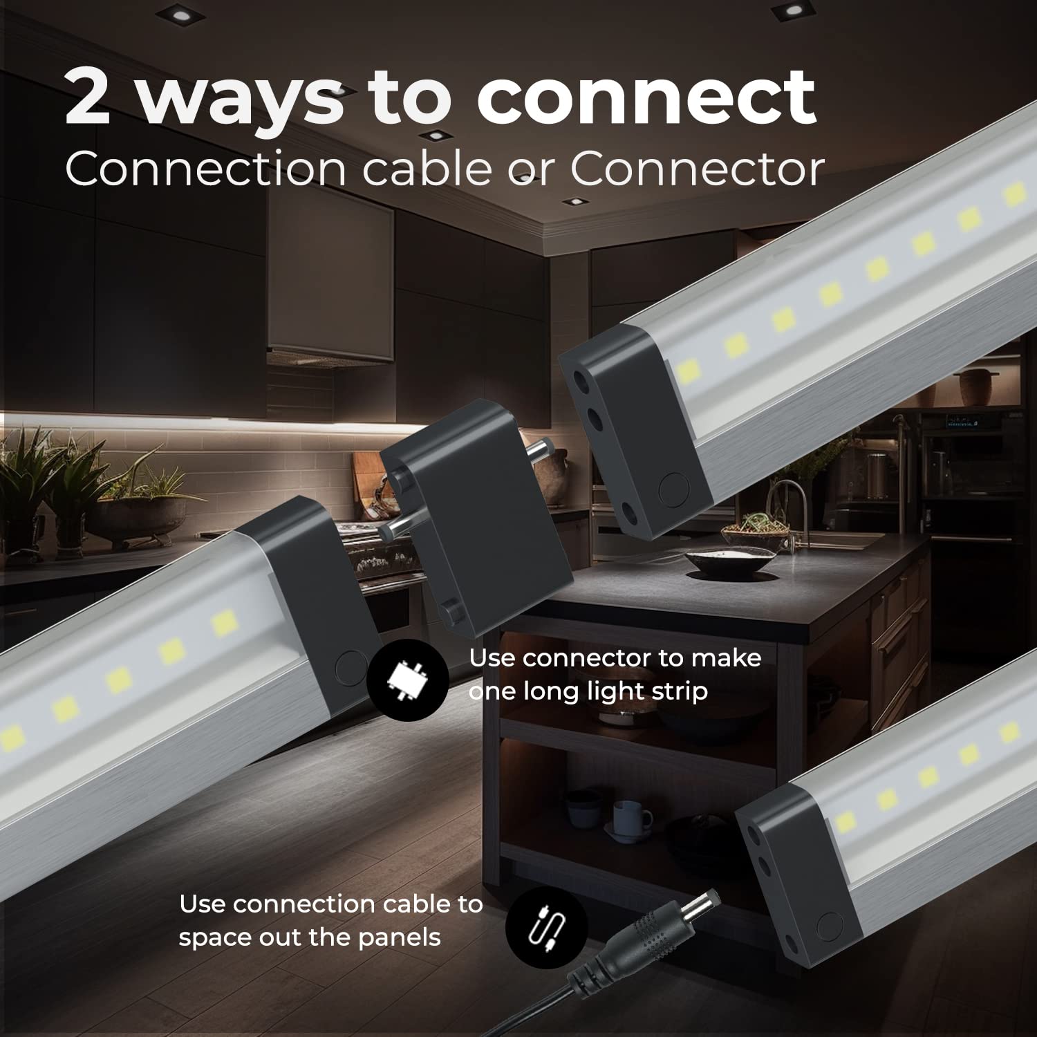 EShine 12-Pack Under Cabinet LED Lighting Kit - Hand Wave Activated, Dimmable, 12 Inch Touchless Dimming Control - Cool White (6000K) Black Under Counter Lights for Kitchen, Garage, Office & Desk - Perfect for Task Lighting, Accent Illumination & Workspace Visibility