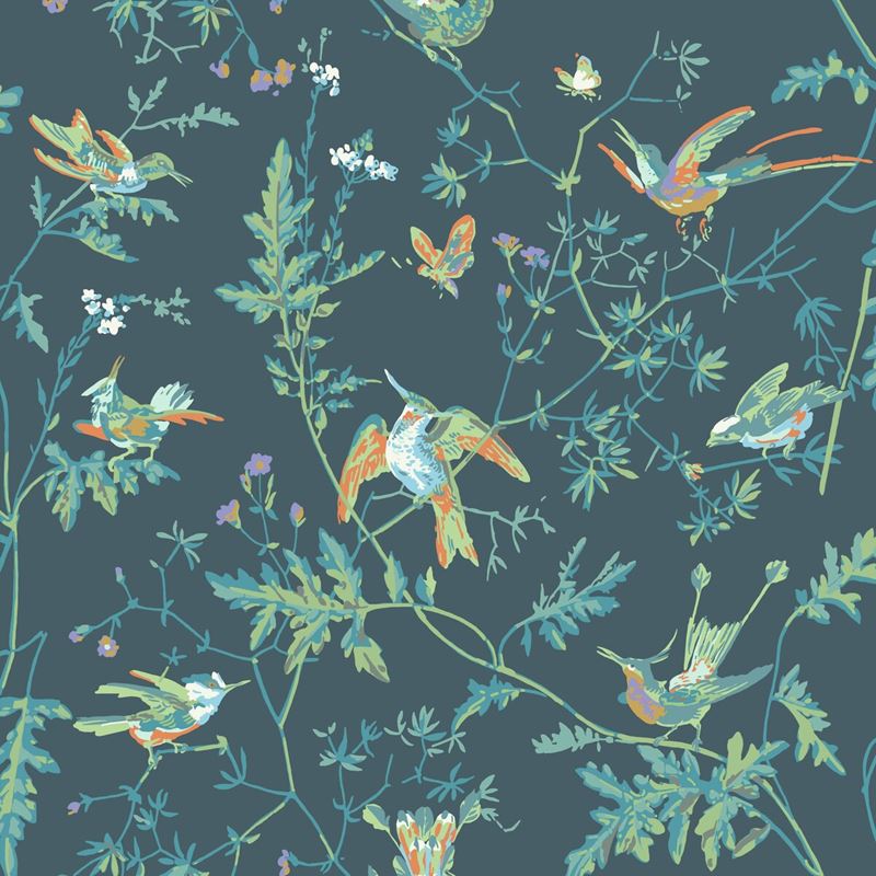112/4014 | Hummingbirds Viridian Cole and Son Wallpaper - Elegant Floral Design for Living Room, Bedroom & Nursery Decor