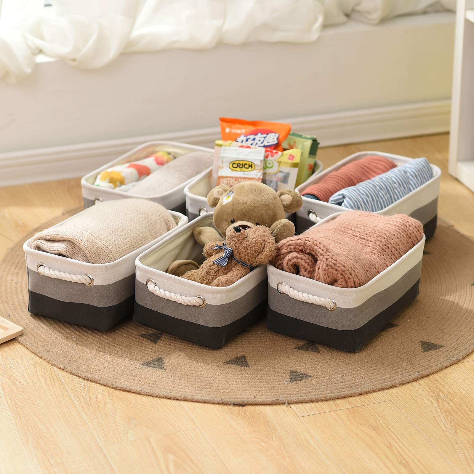Small Fabric Storage Baskets for Shelves & Closets - Rectangular Collapsible Organizer for Clothes, Books, Toys & Gifts | Perfect for Bedroom, Nursery & Home Organization