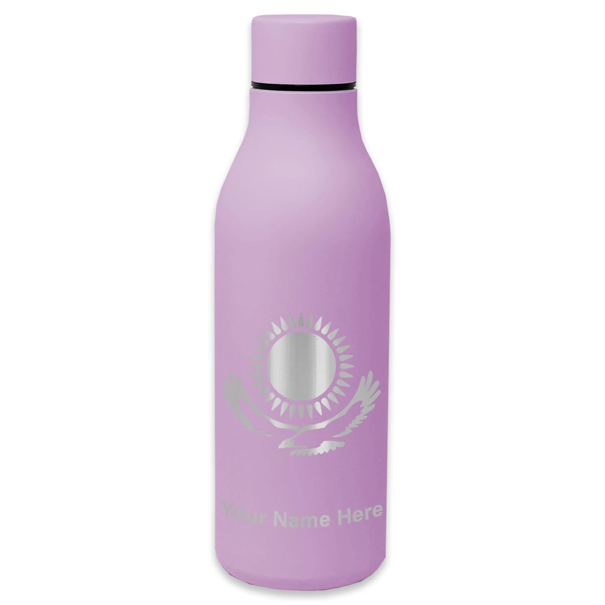 LaserGram Double Wall Insulated Stainless Steel Water Bottle with Kazakhstan Flag Design - Personalized Engraved Travel Mug for Hiking, Gym & Office Use