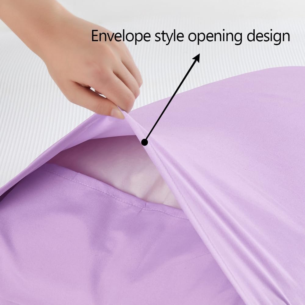 2 Pack Small Pillow Cases 12x16 Inches Light Purple Microfiber Pillow Covers with Wide Edge Envelope Closure - Soft, Breathable & Non-Shrinking Toddler Pillowcases for Nursery, Kids Room & Travel