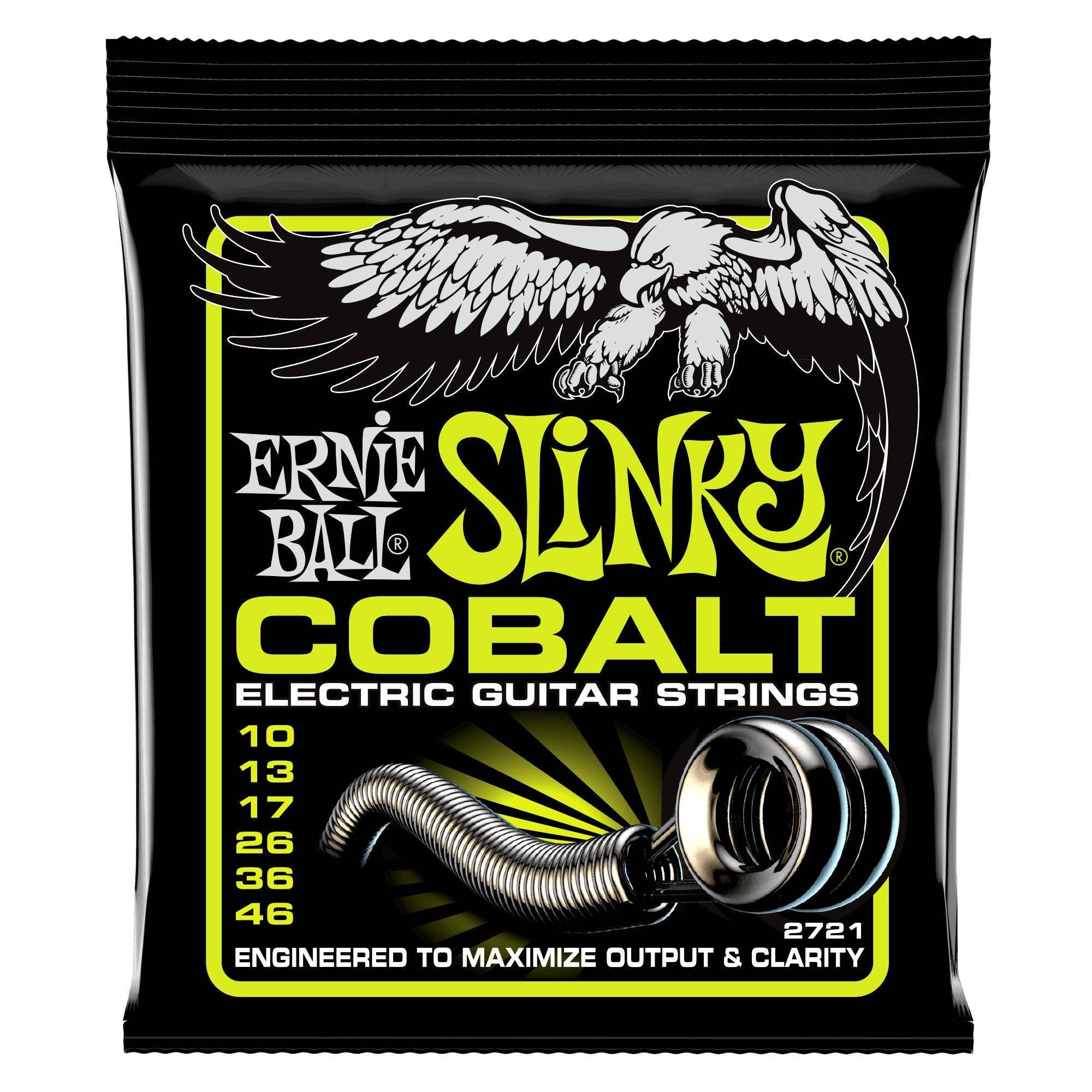 Ernie Ball Regular Slinky Cobalt Electric Guitar Strings 10-46 Gauge (P02721) - Premium Tone & Durability for Rock, Blues & Metal Guitarists - Perfect for Stage Performance & Studio Recording