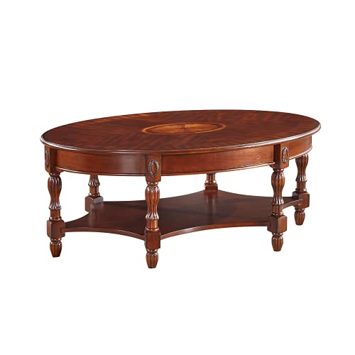 Solid Wood Coffee Table with Drawer - Walnut Finish Traditional Cocktail Table - Durable Wooden End Table for Living Room, Lounge & Home Decor