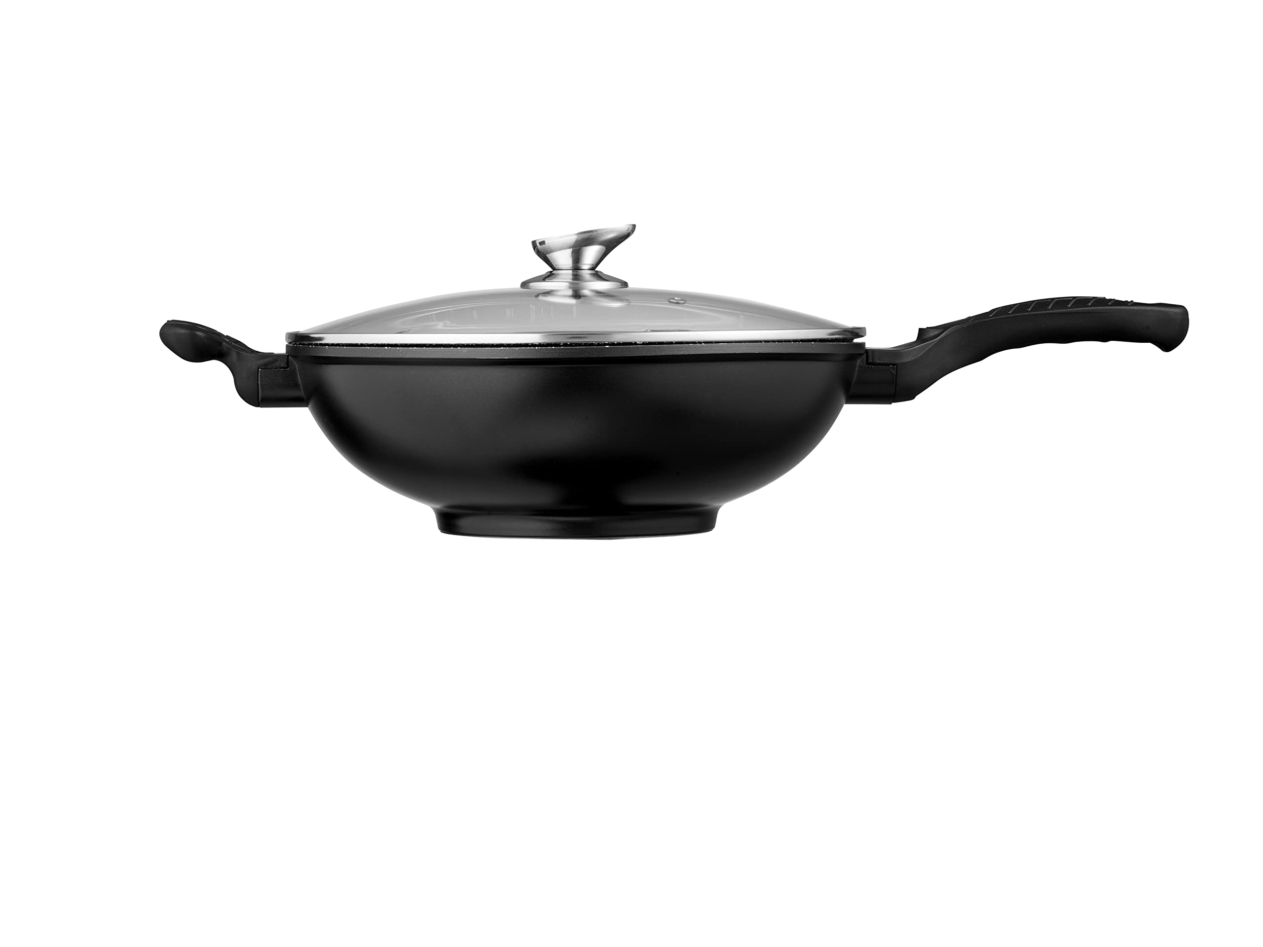 Pradel Excellence 52885M 32cm Stone-Type Wok with Glass Lid - Premium Non-Stick Stir Fry Pan for Asian Cooking, Home Chef & Restaurant Use