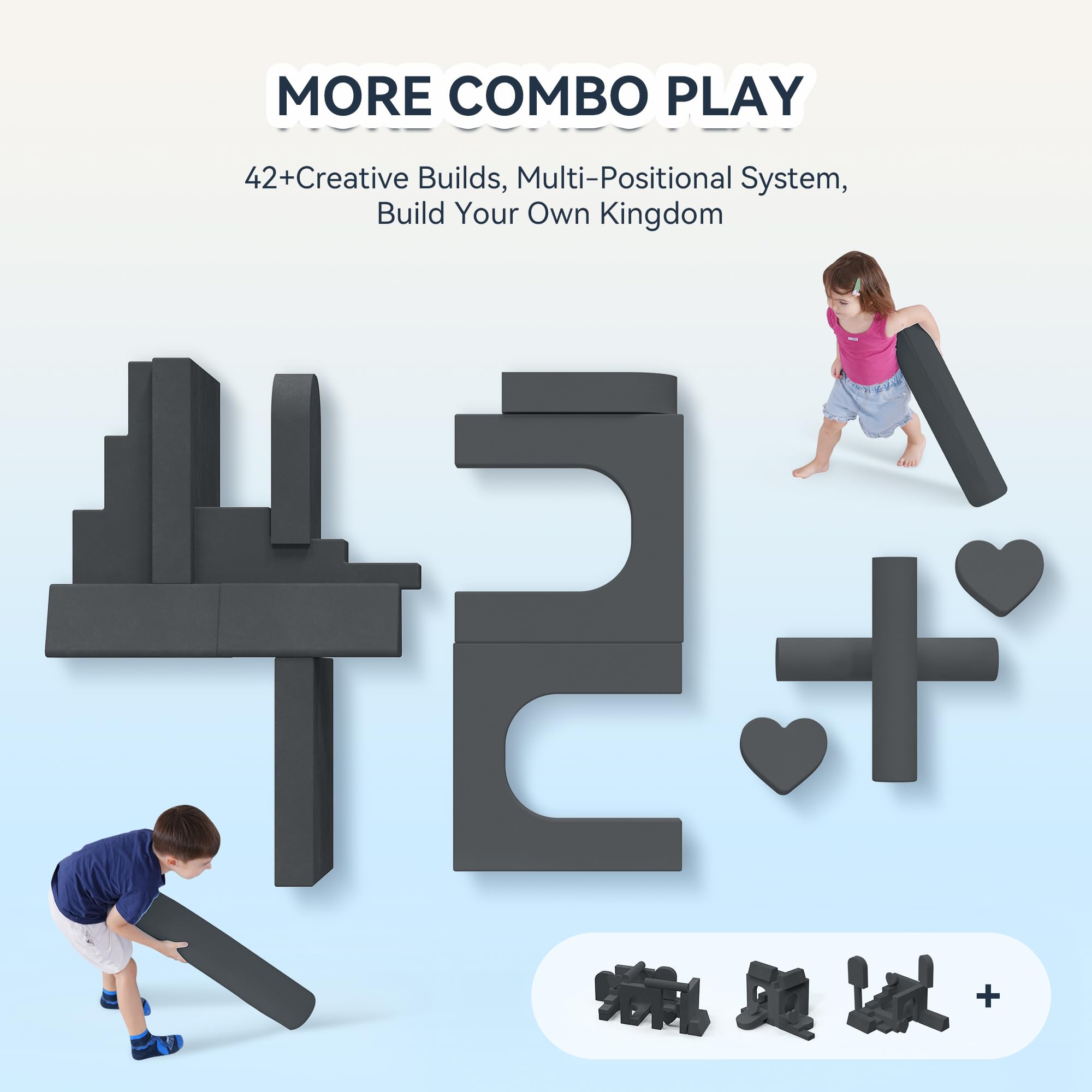 Modular Play Couch for Kids & Toddlers - 14 Piece Kids Sofa Set for Creative Play, DIY Playroom Furniture for Boys & Girls - Perfect for Playrooms, Bedrooms & Nurseries | Encourages Imagination & Active Play