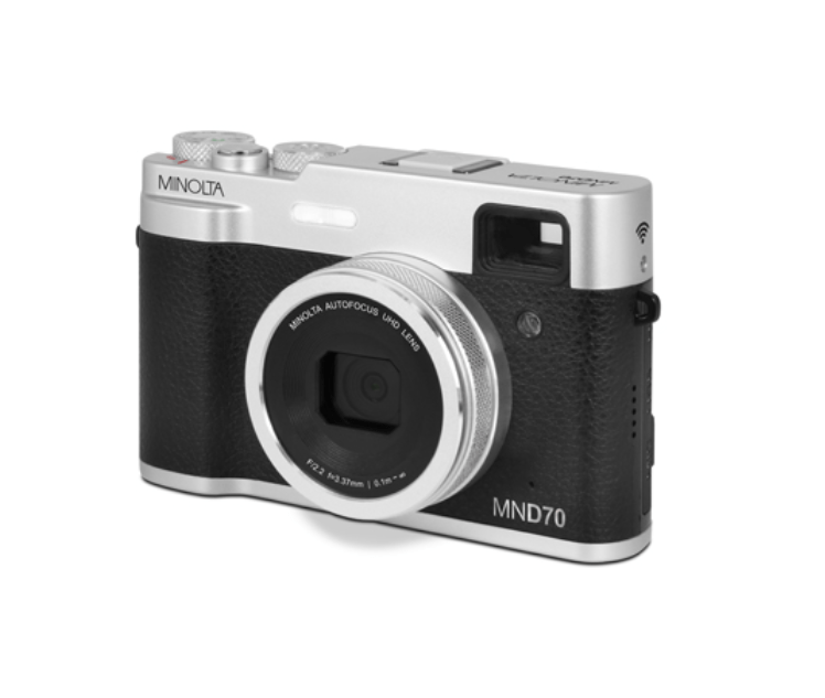 MINOLTA MND70 Retro 48MP Autofocus 5K Ultra HD Dual Lens WiFi Digital Camera (Silver/Black) - Perfect for Travel, Vlogging & Street Photography