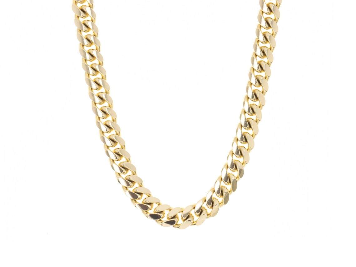 10K Hollow Gold Miami Cuban Link Necklace - 8mm Thick Men's Chain for Hip-Hop Style & Luxury Fashion Accessories | Perfect for Gifts, Parties, and Everyday Wear