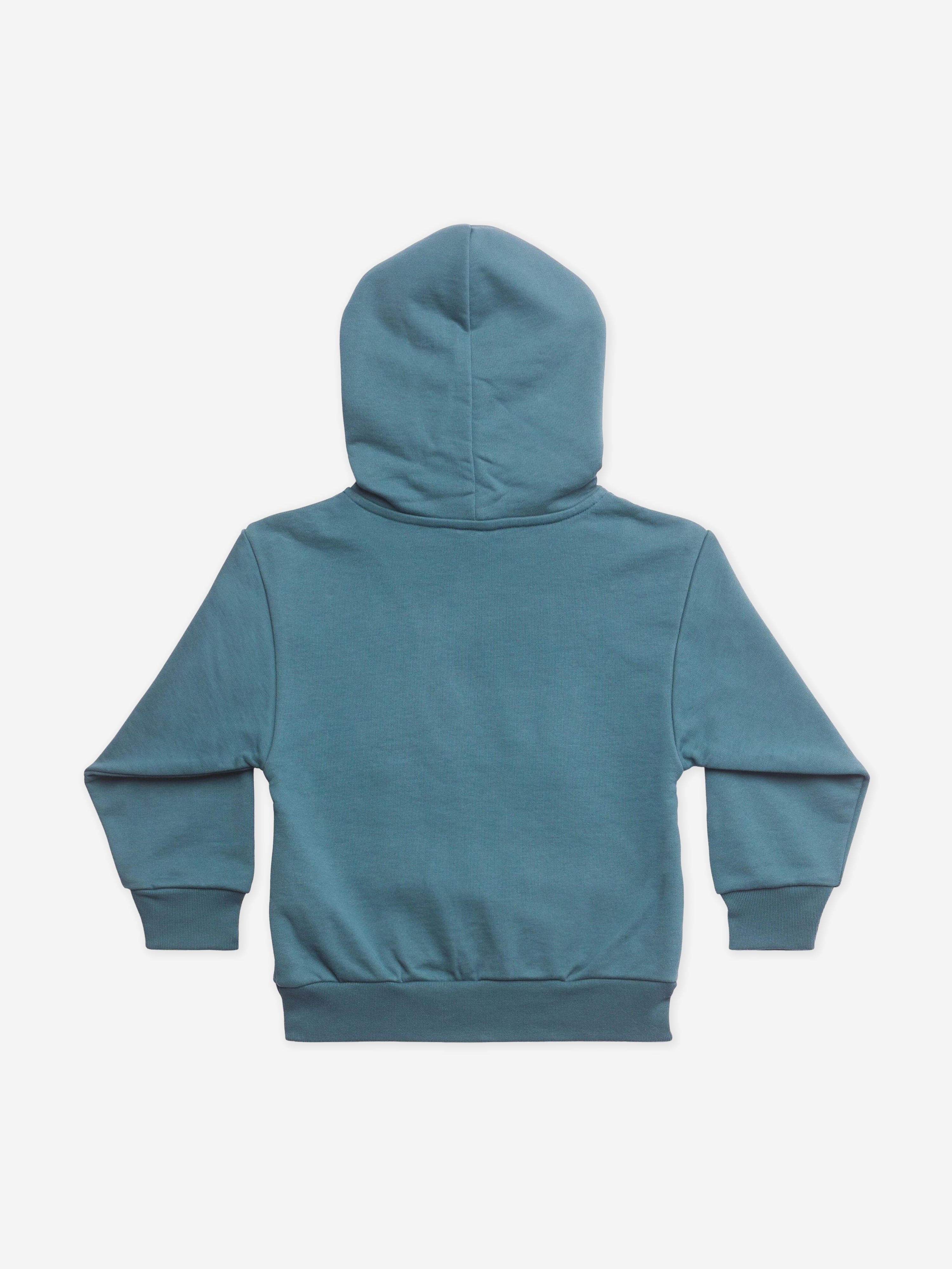 Balenciaga Kids Logo Hoodie - Teal Blue Cotton Pullover for Boys & Girls | Stylish Casual Wear for School, Playdates & Family Outings