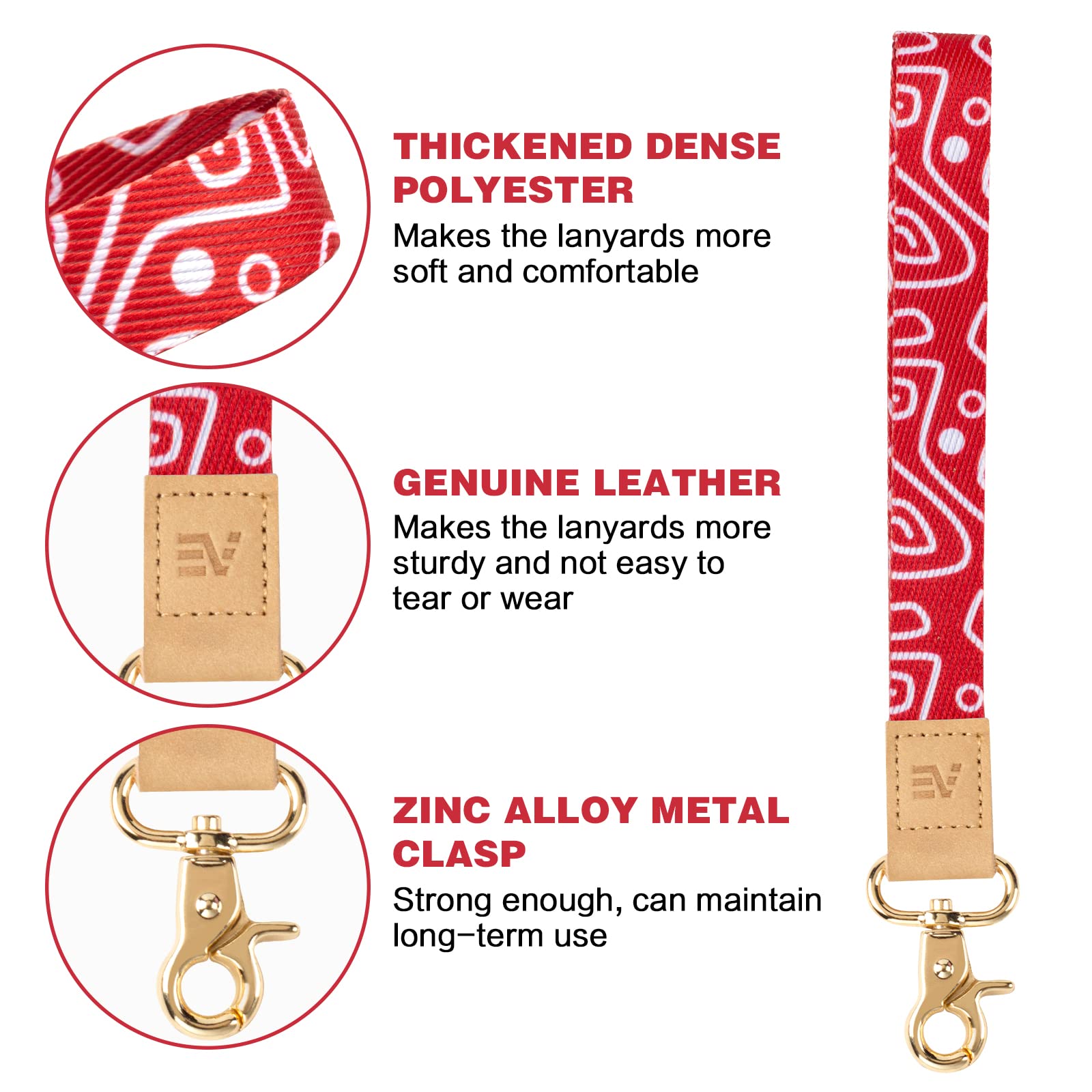 EcoVision 2-Pack Keychain Lanyards with 4 Keyrings - for Keys & Wristlet - Women's Key Holder for Work & Travel