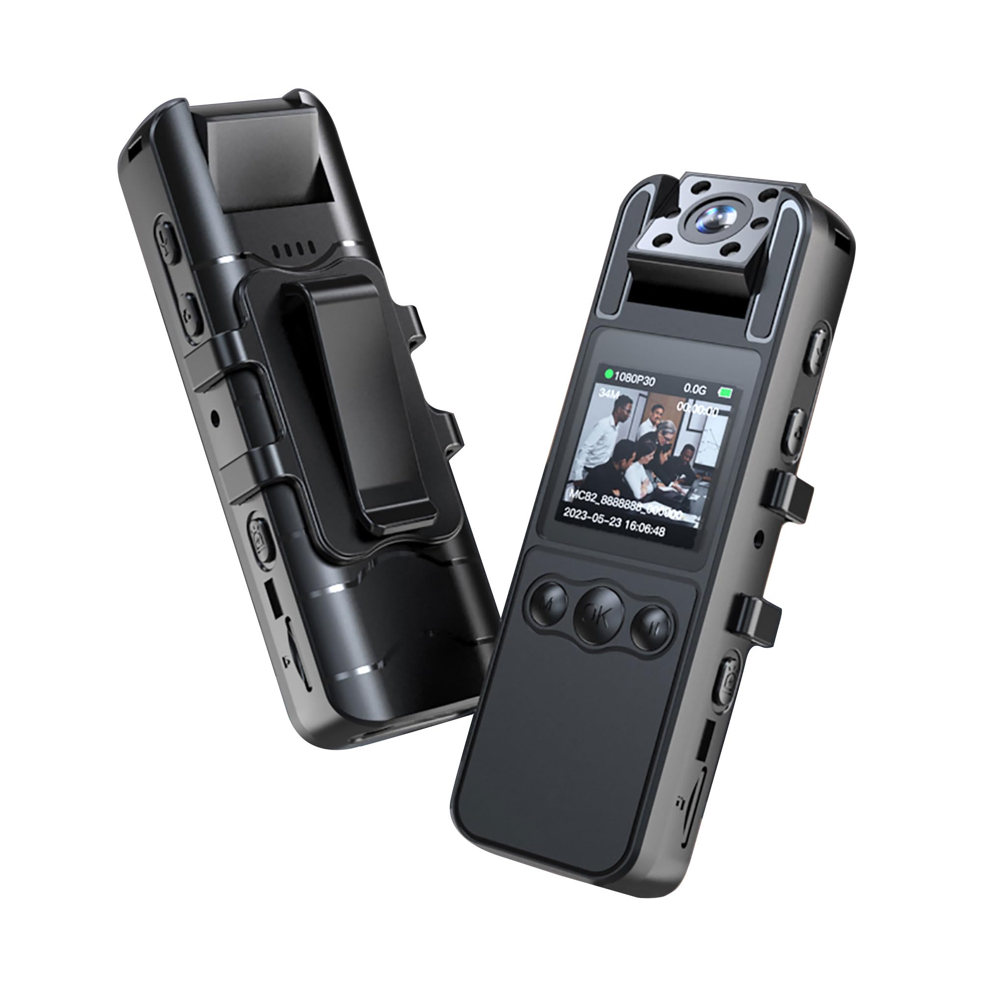 Police Body Camera Wearable - 180° Rotatable Lens, Night Vision, Audio Video Recording with Alarm | 64GB Card Included | Ideal for Law Enforcement, Security Guards & Personal Safety
